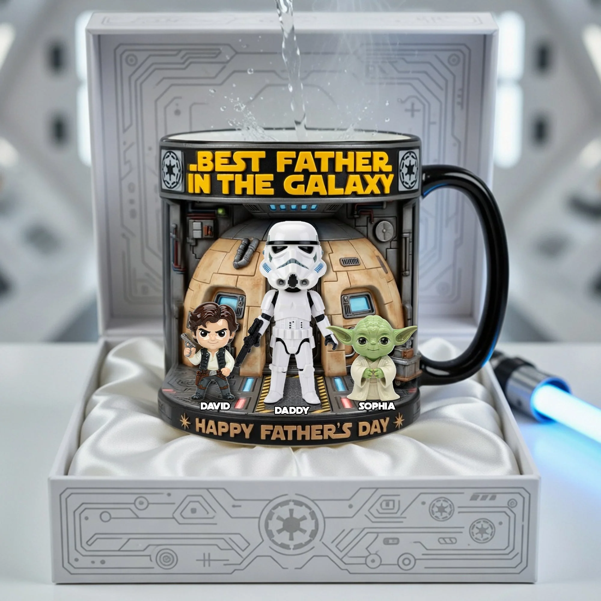 Best Father In The Galaxy - Personalized Color Changing Mug - Gift For Dad, Father's Day, Movie Fans - Image 3