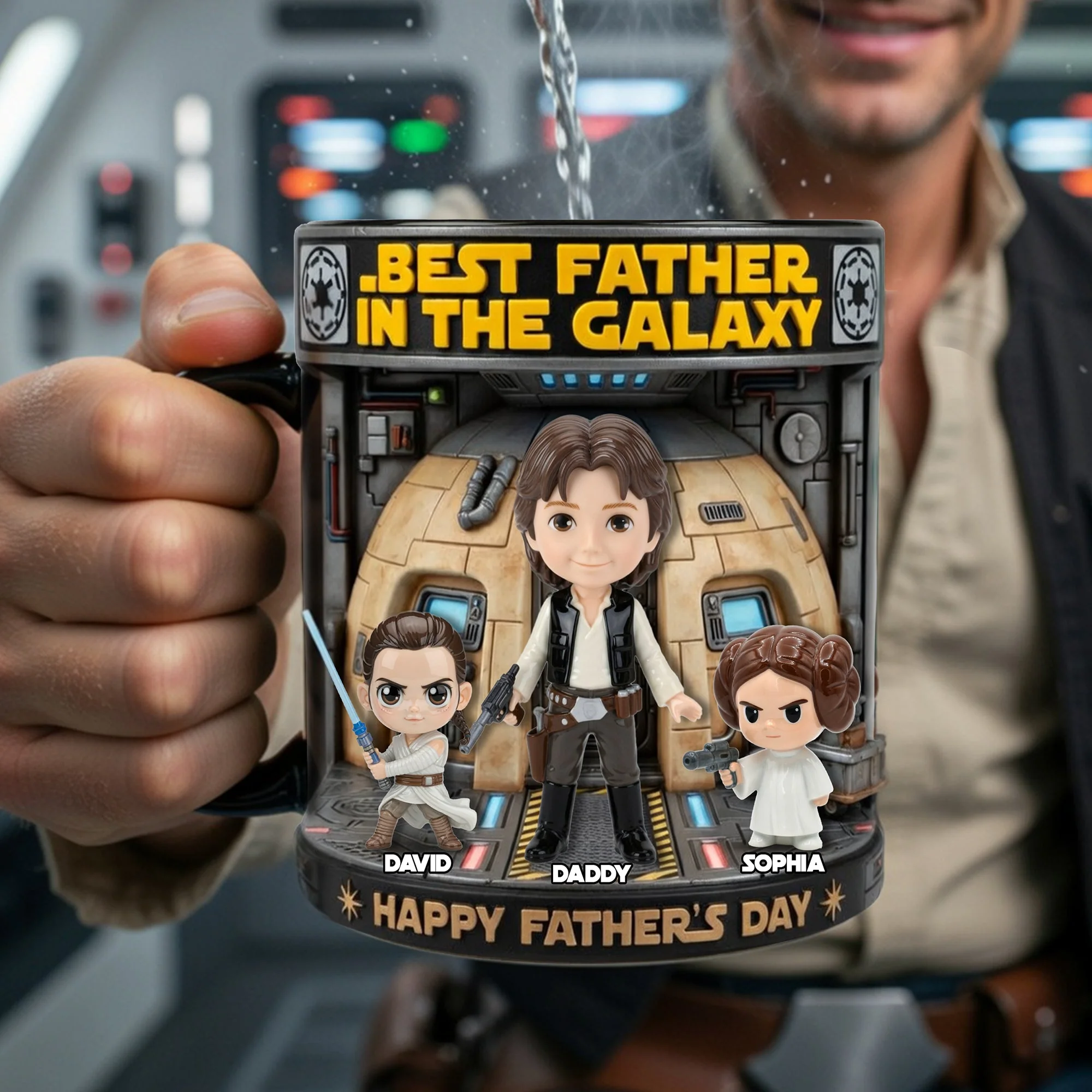 Best Father In The Galaxy - Personalized Color Changing Mug - Gift For Dad, Father's Day, Movie Fans - Image 4