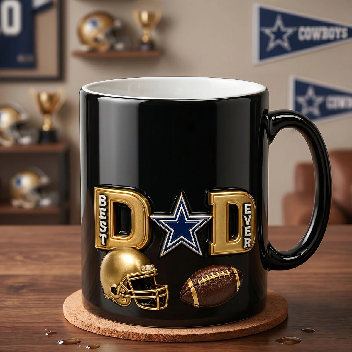 Best Football Dad Ever Fist Bump - Personalized Mug - Gift For Dad, Sport Lovers - Image 4