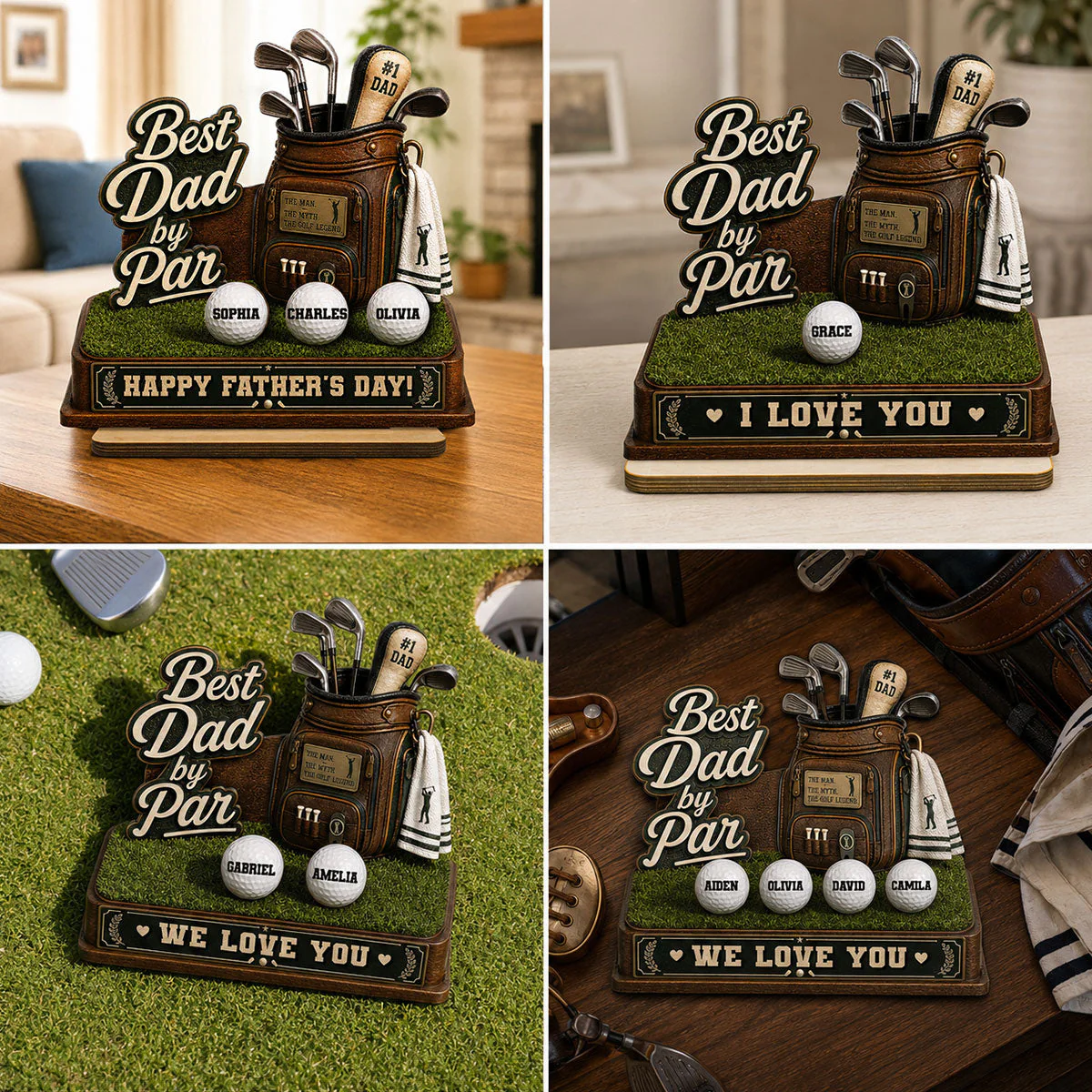 Best Golf Dad By Par - Personalized Standing Wooden Plaque - Gift For Dad, Baseball Lovers - Image 6