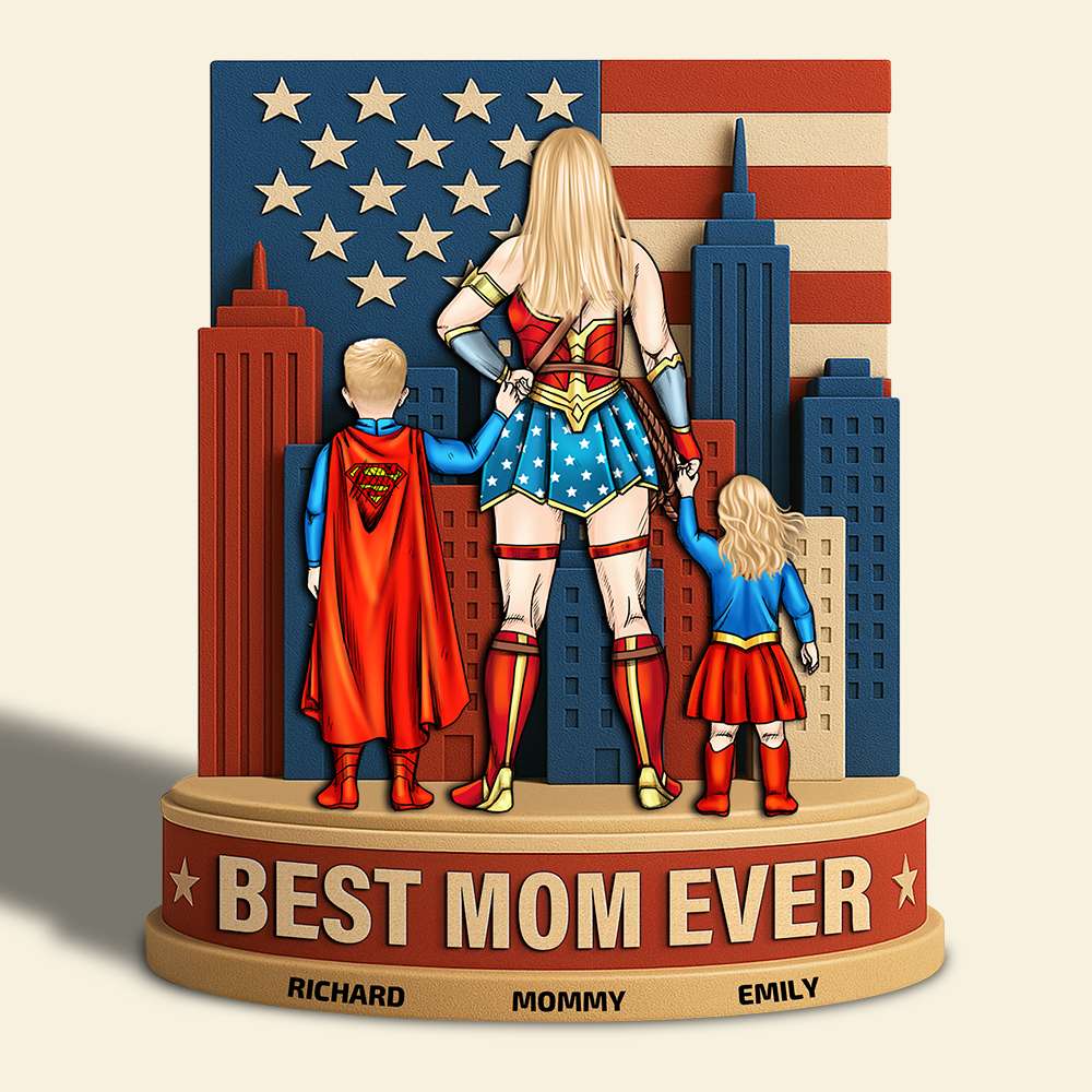 Best Mom Ever 4Th Of July Style - Personalized Shaped Acrylic Plaque - Gift For Mom - Image 3