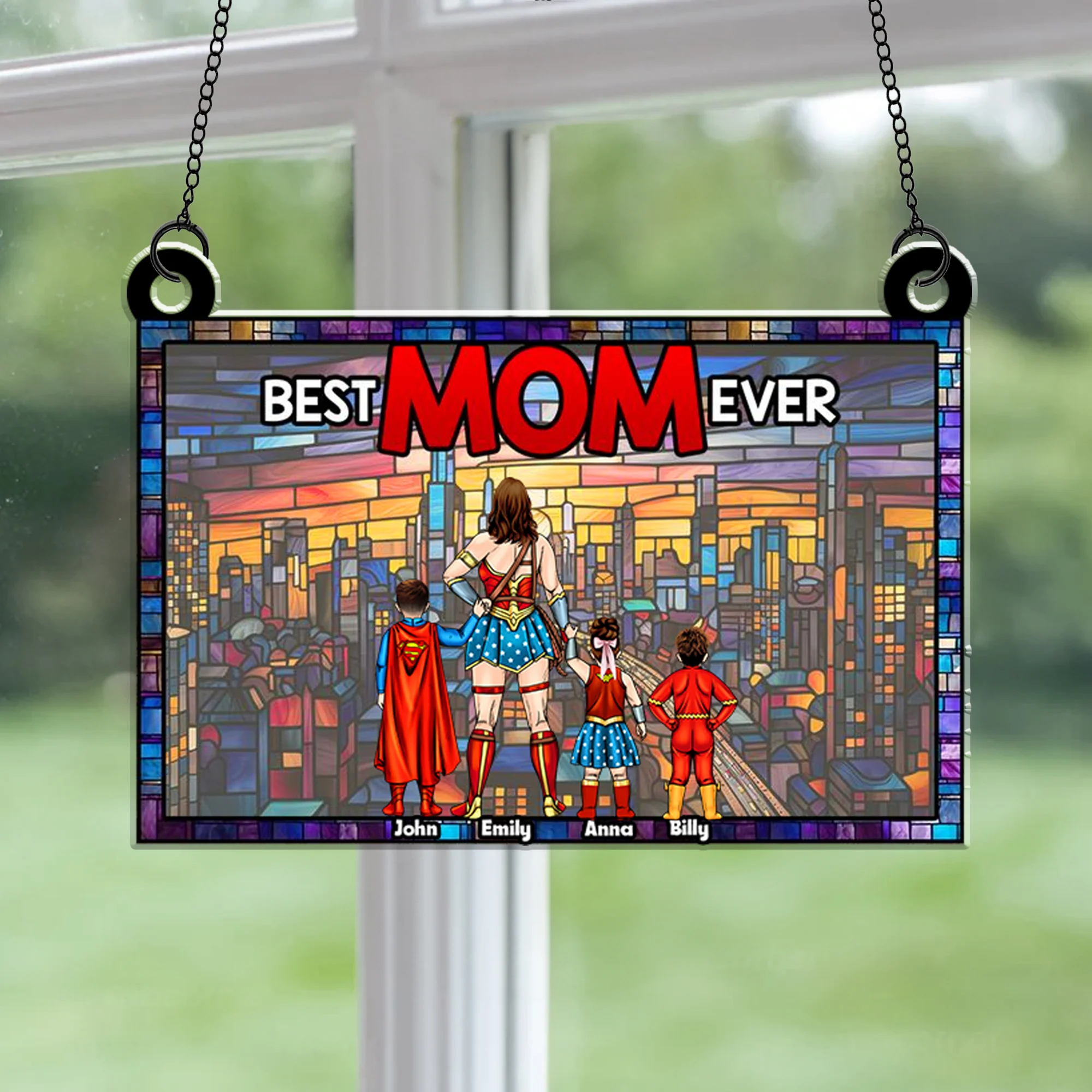 Super Hero Best Mom Ever - Gift For Mother - Window Hanging Window Hanging Suncatcher Ornament - CL02 NH96