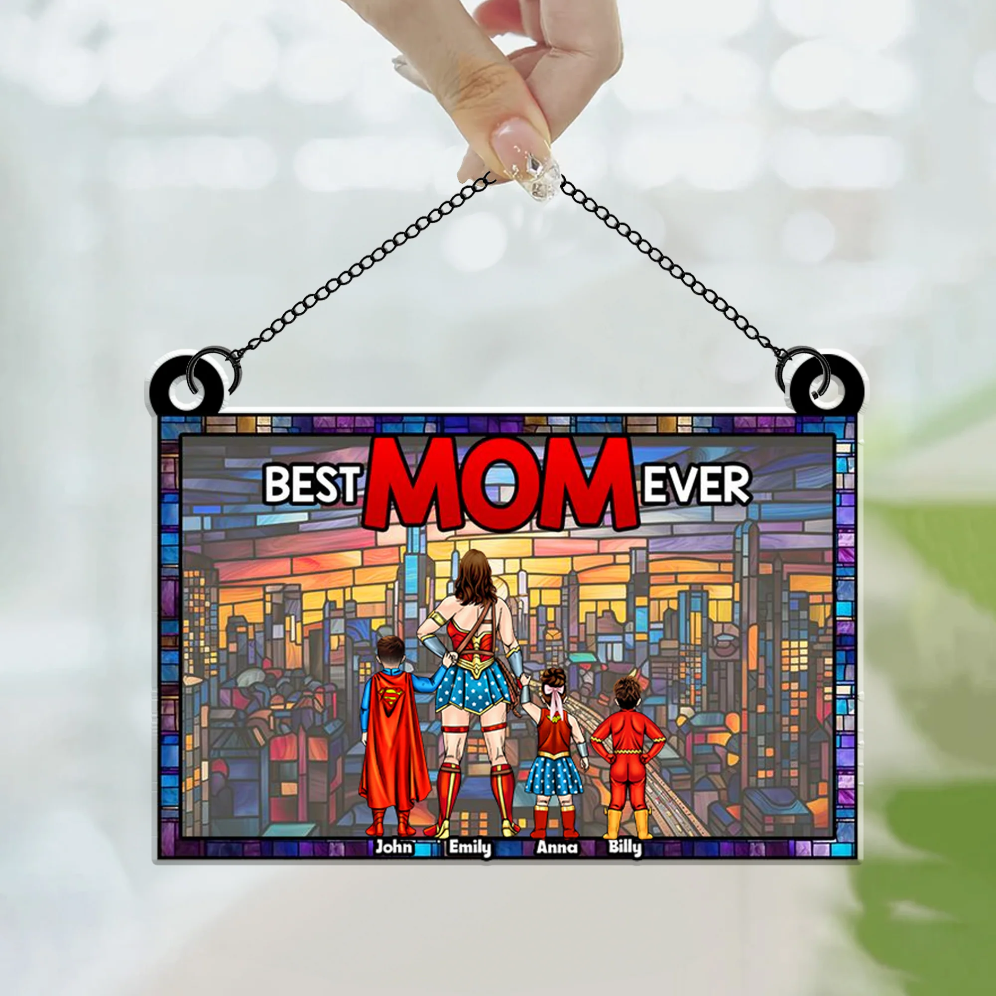 Super Hero Best Mom Ever - Gift For Mother - Window Hanging Window Hanging Suncatcher Ornament - CL02 NH96 - Image 2