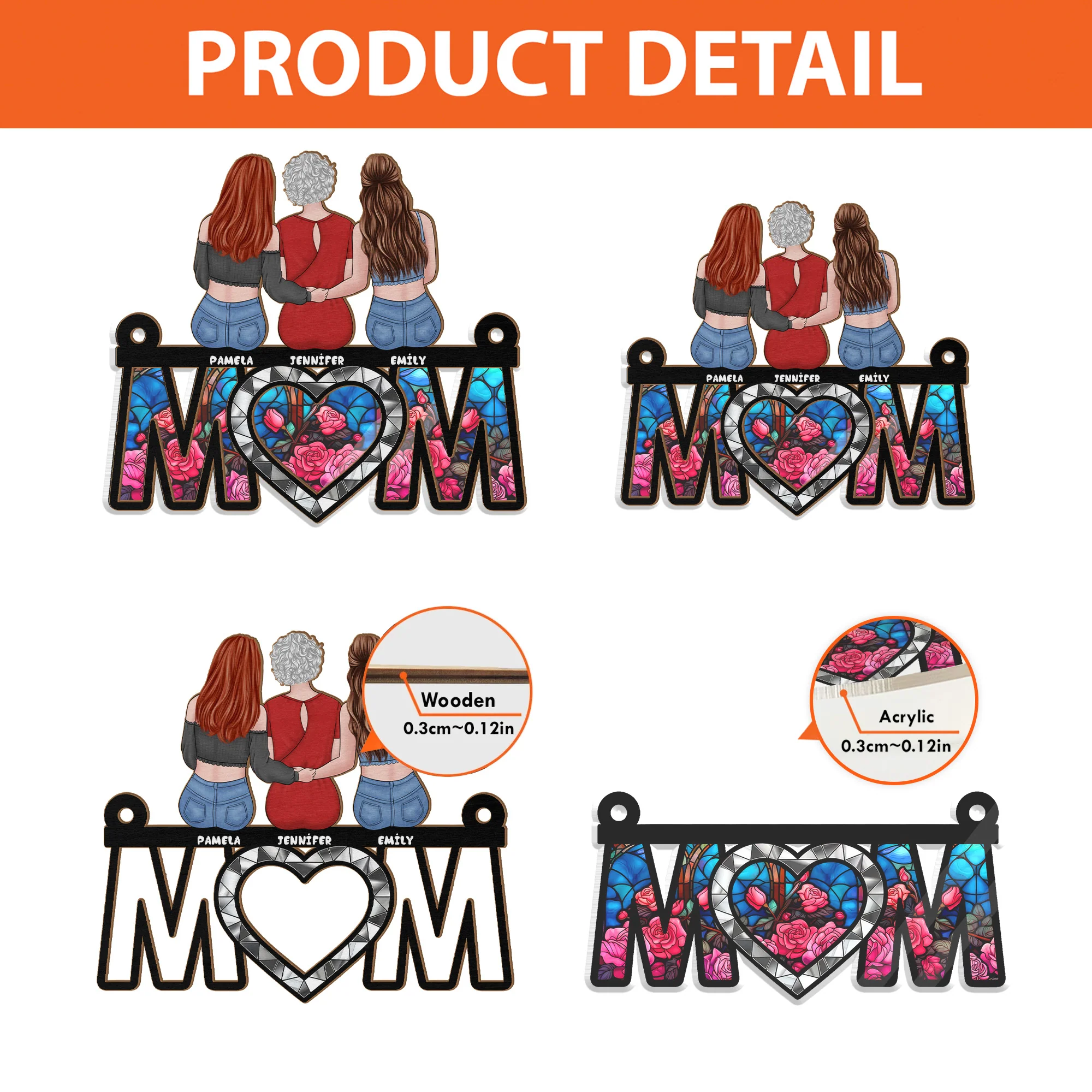Best Mom Ever Rose Pattern - Personalized Window Hanging Window Hanging Suncatcher Ornament - Gift For Mom, Mother's Day | GR24 NA94 - Image 4