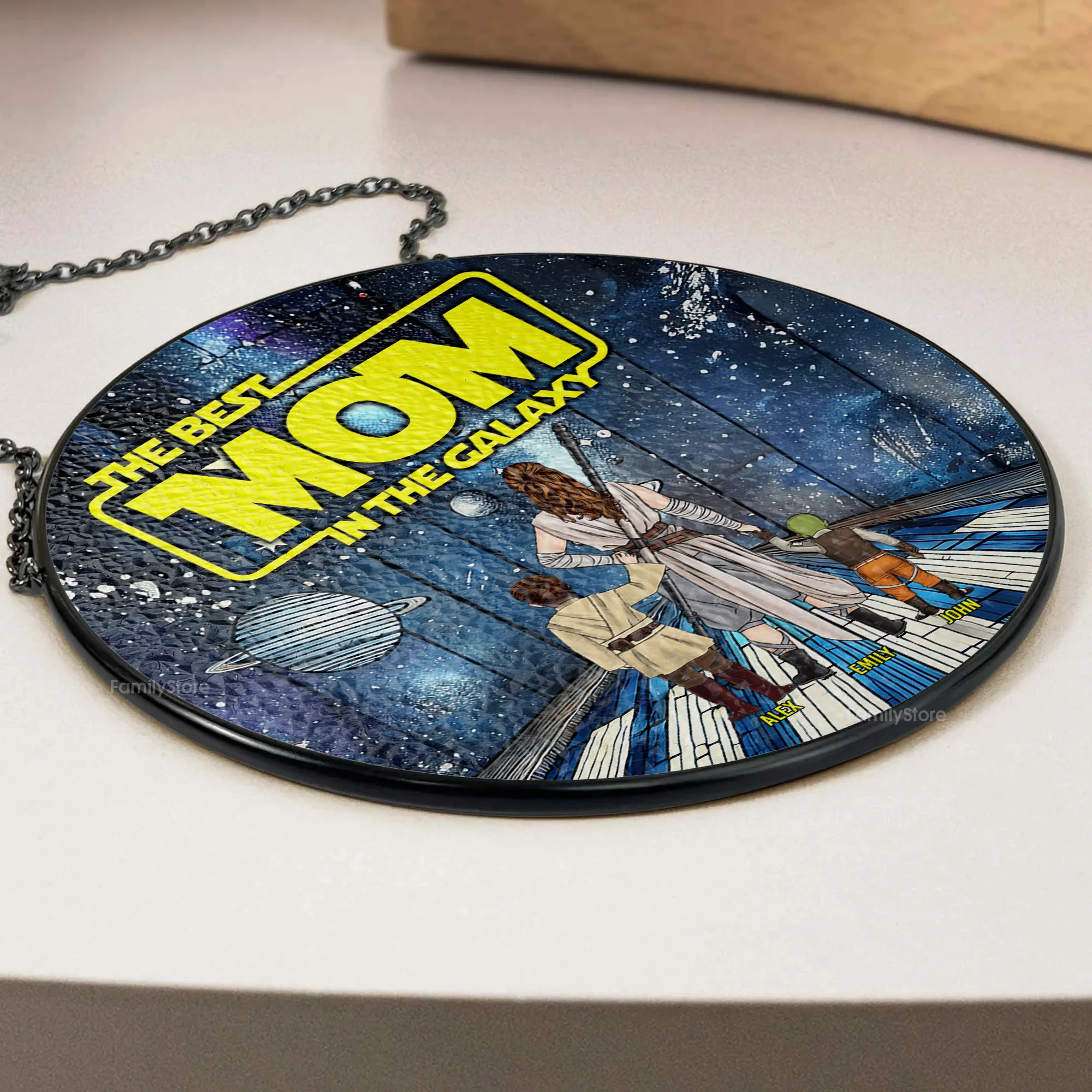 Best Mom In The Galaxy - Personalized Stained Glass Window Hanging Suncatcher - Gift for Mom, Grandma, Wife | CL08 NH96 - Image 3