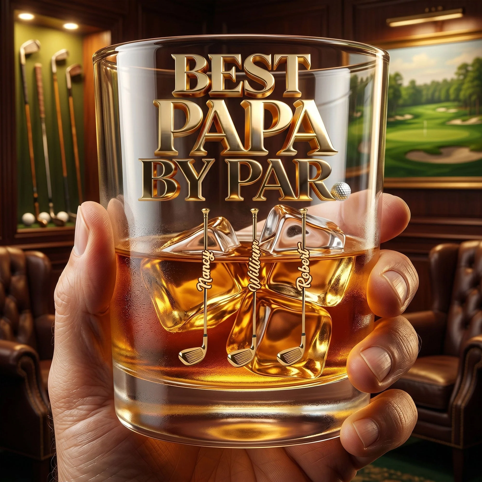 Best Papa By Par Legendary Golf Dad - Personalized Whiskey Glass - Gift For Dad, Golf Lovers