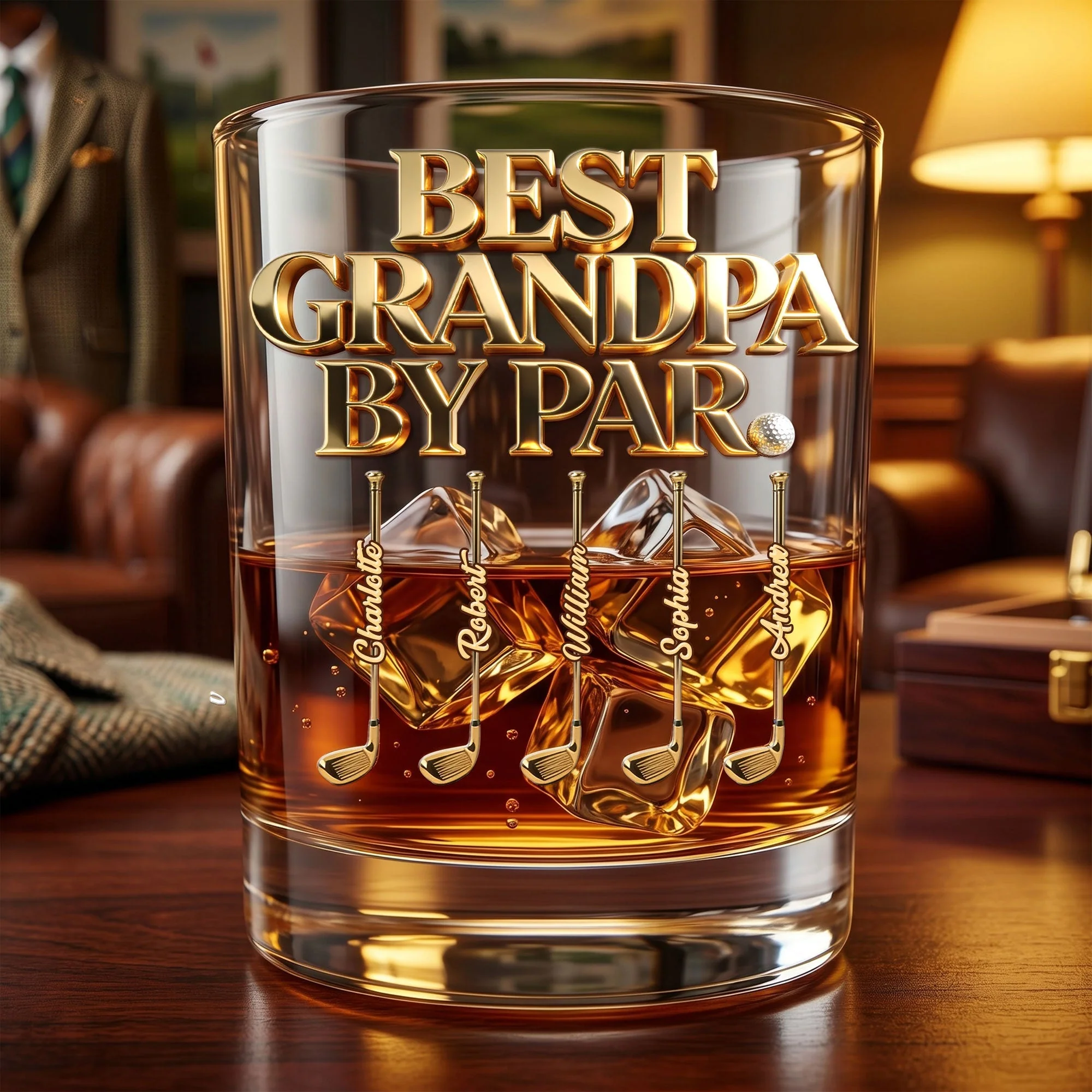 Best Papa By Par Legendary Golf Dad - Personalized Whiskey Glass - Gift For Dad, Golf Lovers - Image 2