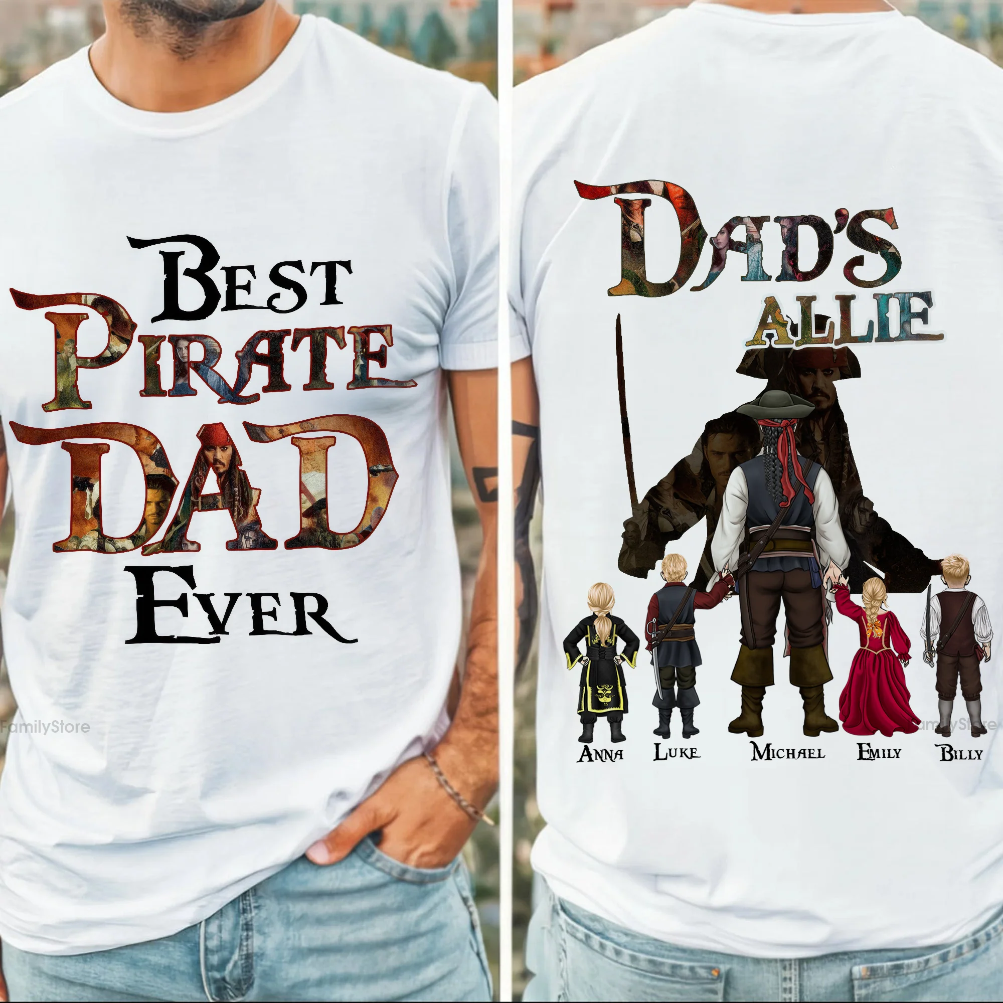 Best Pirate Dad Ever - Personalized Shirt - Gift for Dad