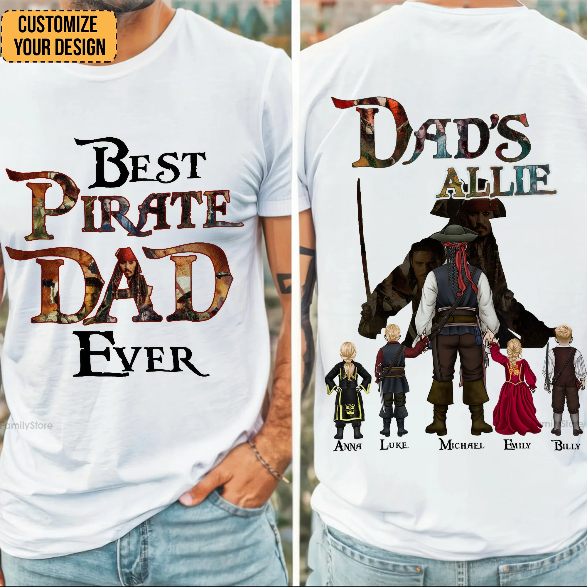 Best Pirate Dad Ever - Personalized Shirt - Gift for Dad - Image 2