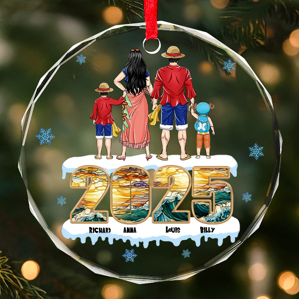 Best Pirate Family OnPi Pirate Adventure - Personalized Glass Ornament - Gift Christmas For Family Memmber, Gift For Mom, Gift for Dad - CL11 NH96 - Image 3