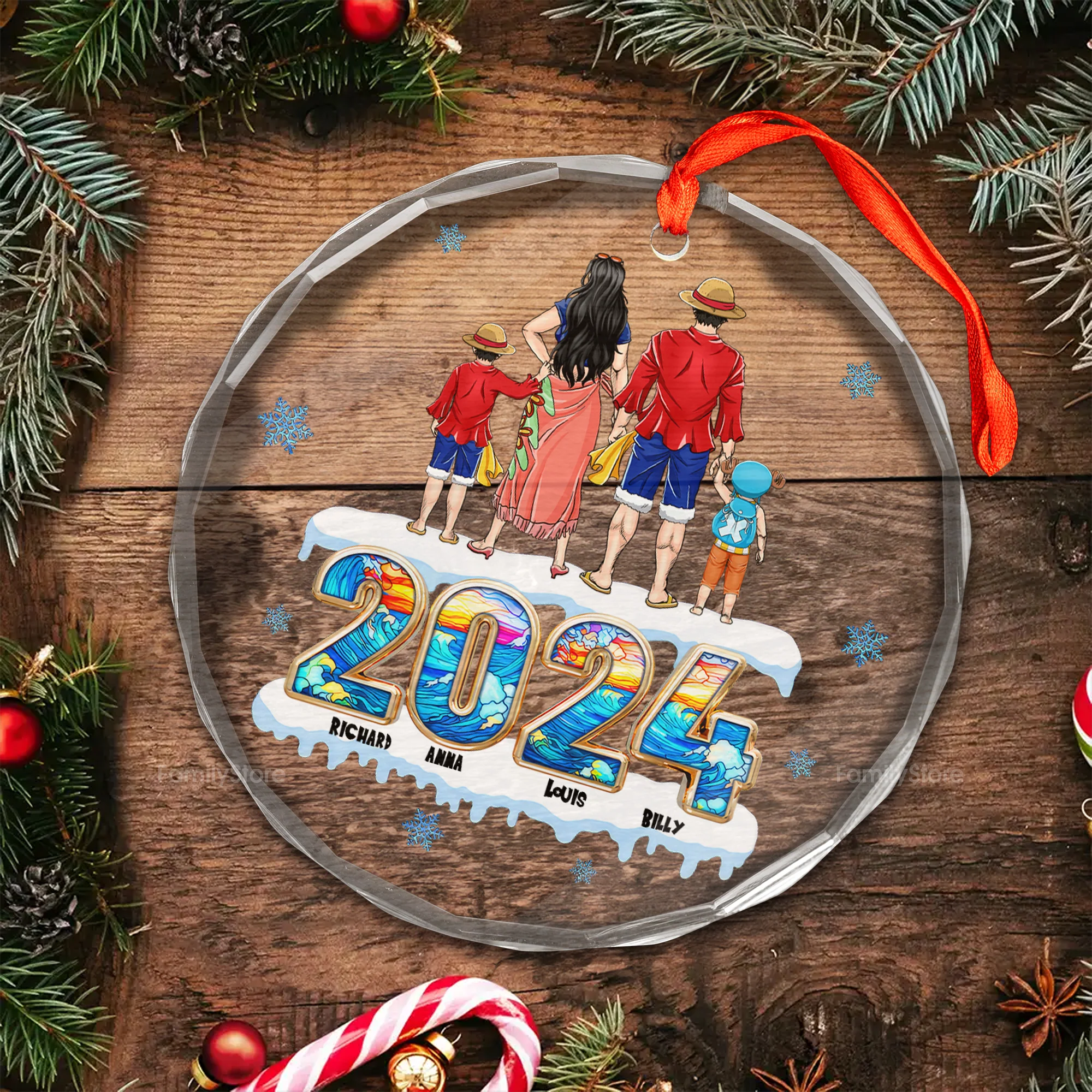 Best Pirate Family OnPi Pirate Adventure - Personalized Glass Ornament - Gift Christmas For Family Memmber, Gift For Mom, Gift for Dad - CL11 NH96 - Image 6