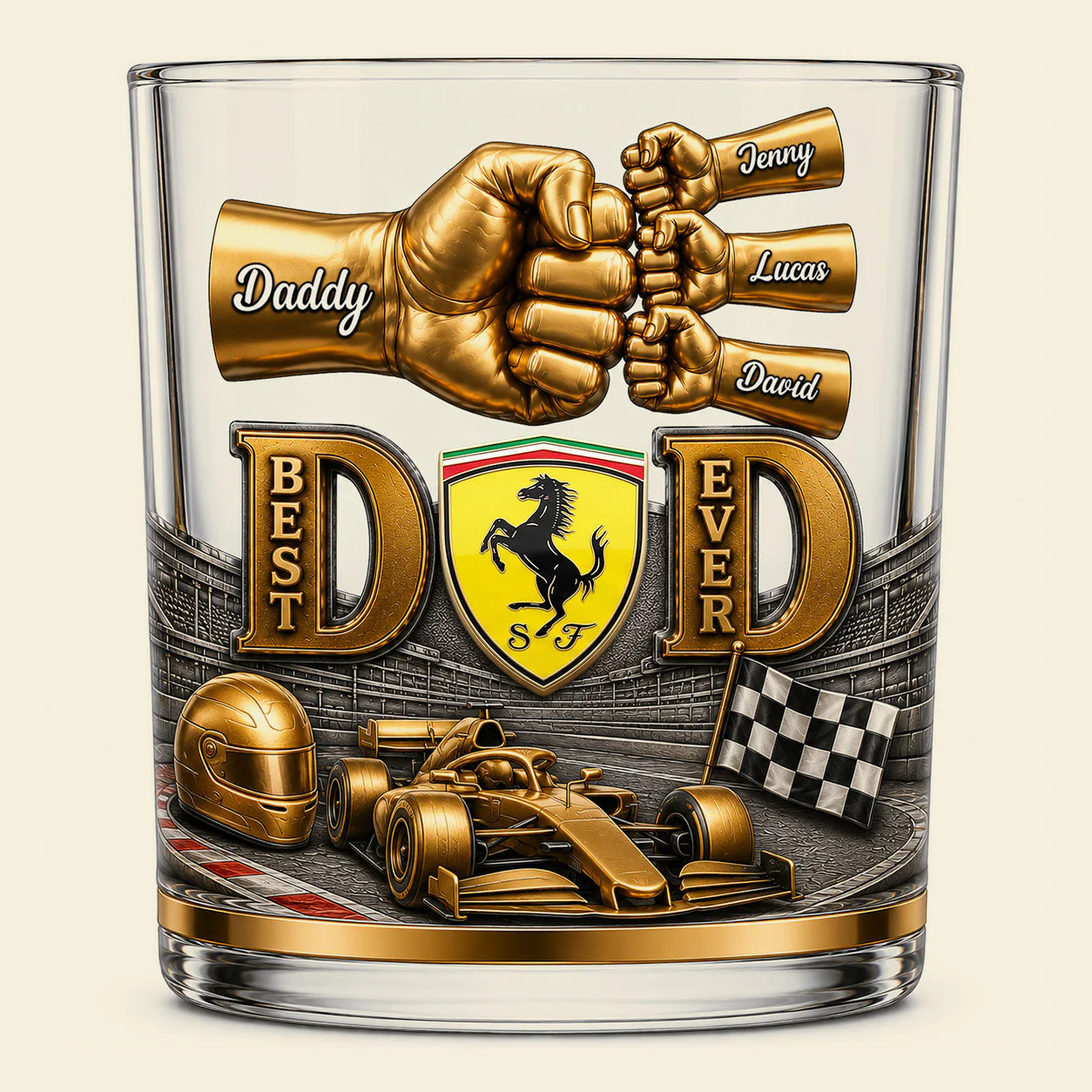 Best Speed Sport Fans Dad Ever Fist Bump - Personalized Whiskey Glass - Gift For Dad - Image 2