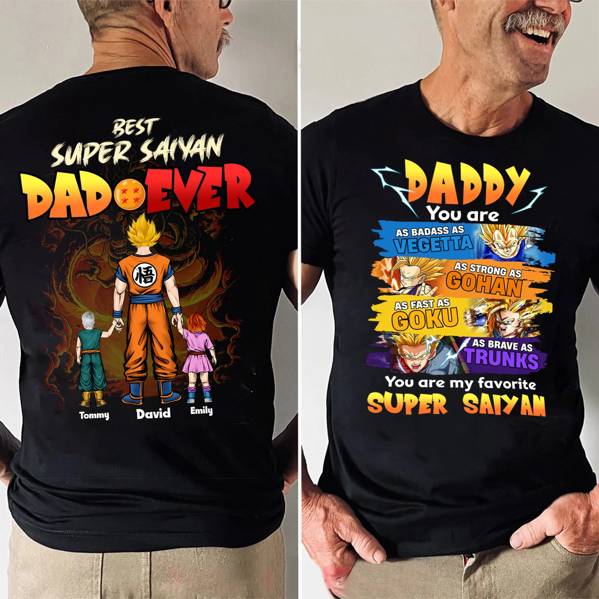 Best Super Saiyan Dad Ever DrBa - Gift For Dad, Father's Day - Personalized Shirt 2 Side CL03