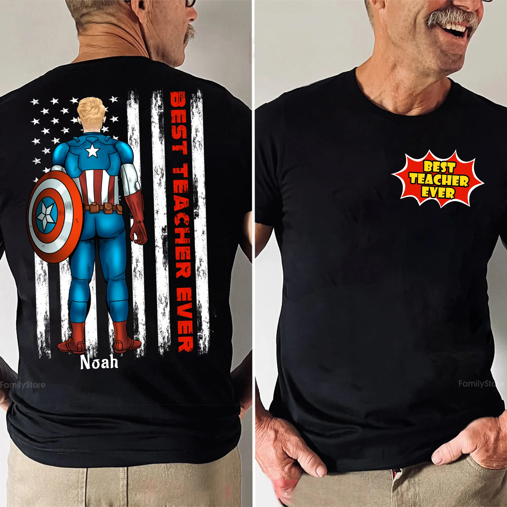 Best Teacher Ever And American Flag - Personalized Shirt | CL02 TD118 - Image 2