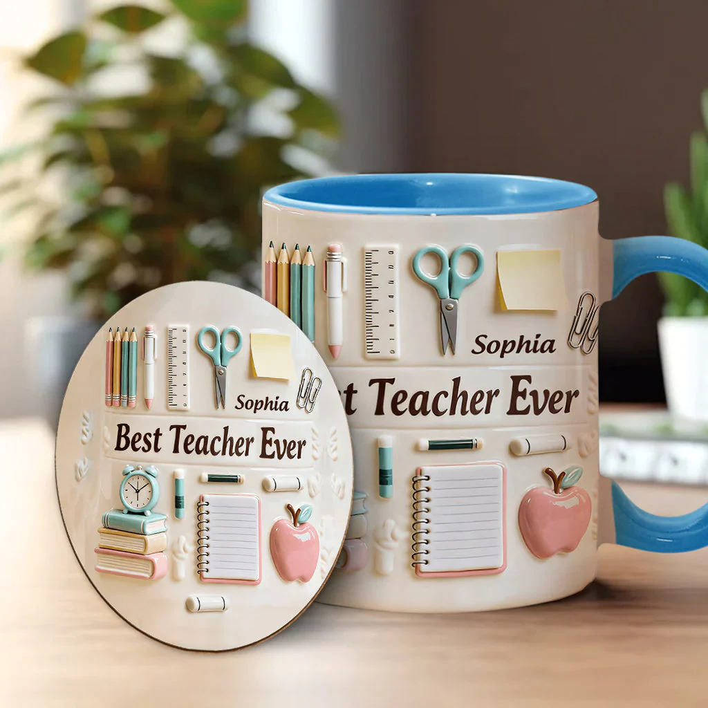 Best Teacher Ever - Personalized Accent Mug - Gift For Teacher - Image 2