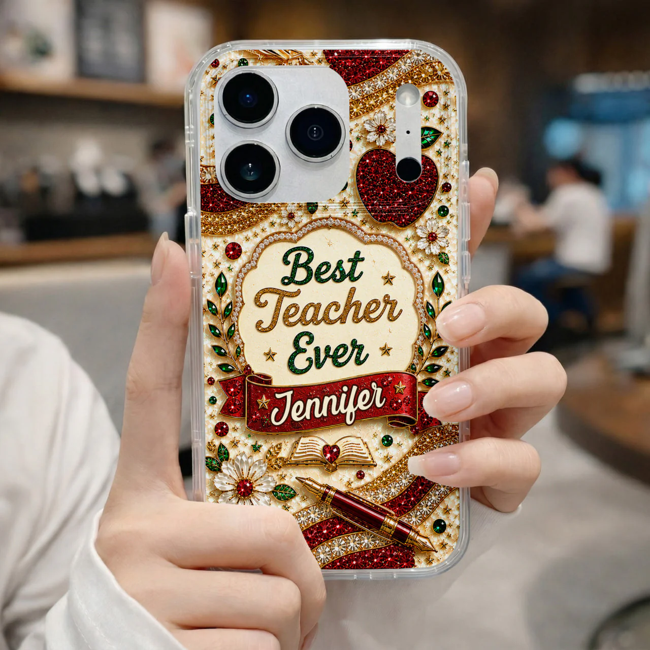 Best Teacher Ever With Apple Pen And Flowers - Personalized Bling Phone Case - Gifts For Teacher - Image 12