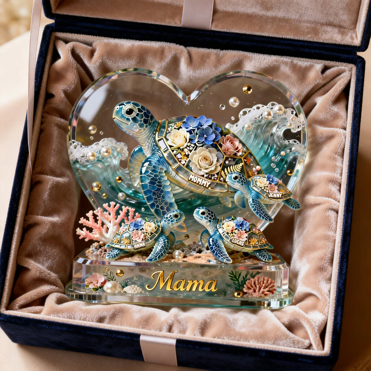 Best Turtle Mom Ever - Personalized Shape Acrylic Plaque - Gift For Mom, Grandma - Image 3