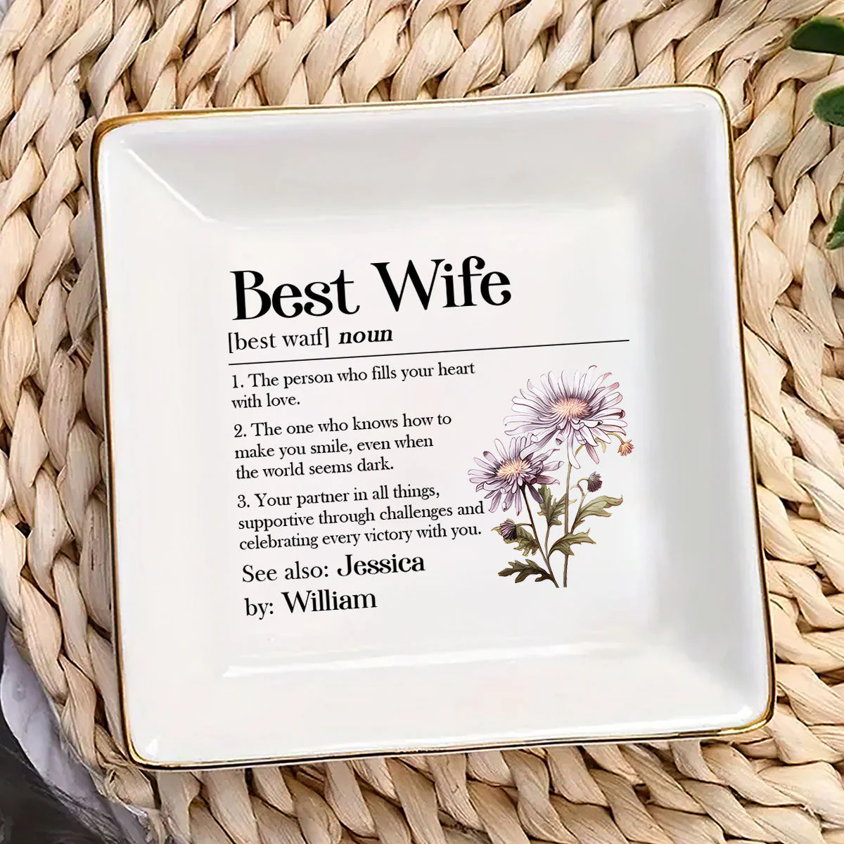 Best Wife Definition - Personalized Jewelry Dish - Gift For Wife, Anniversary, Engaging, Marriage Gift NA94 - Image 3