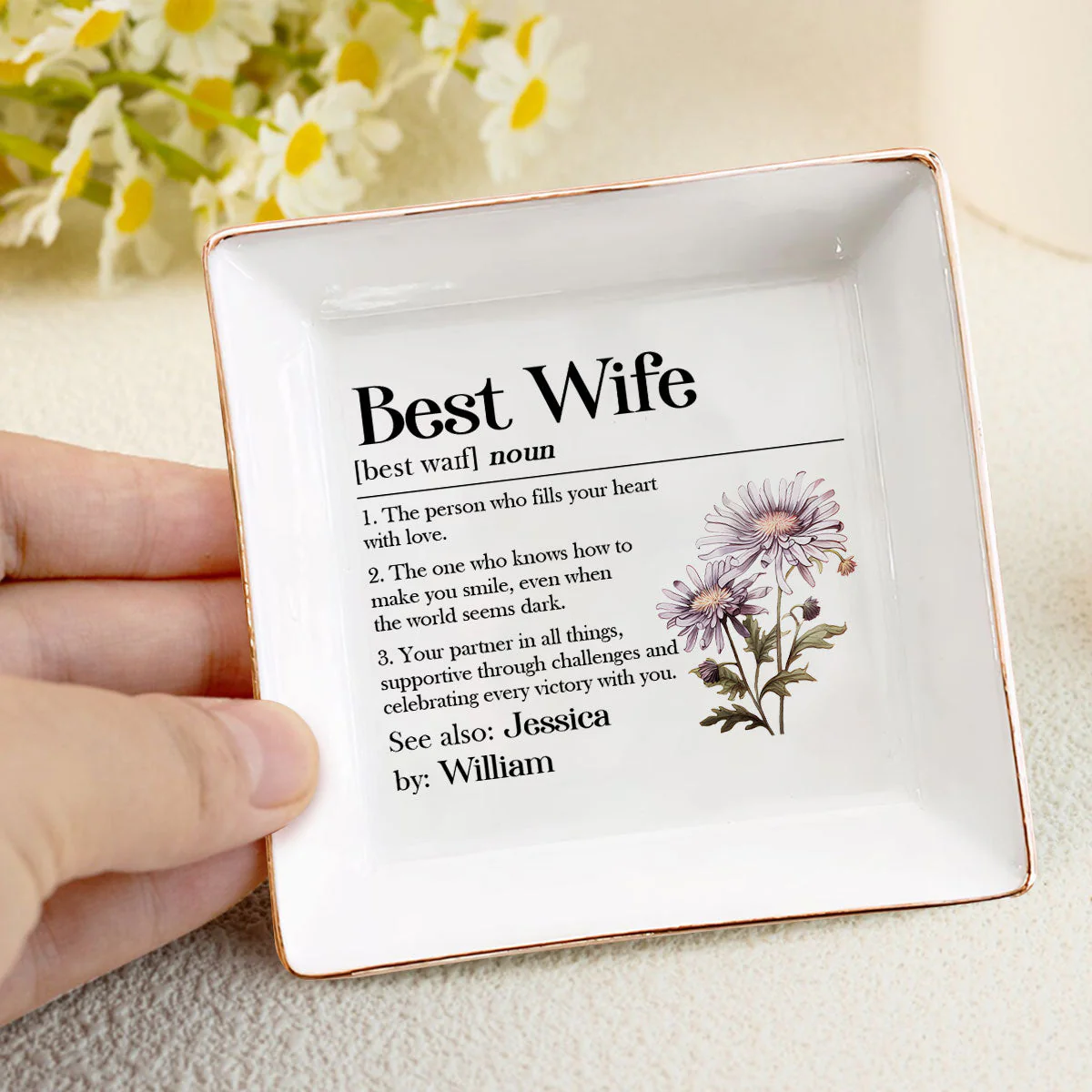 Best Wife Definition - Personalized Jewelry Dish - Gift For Wife, Anniversary, Engaging, Marriage Gift NA94 - Image 4