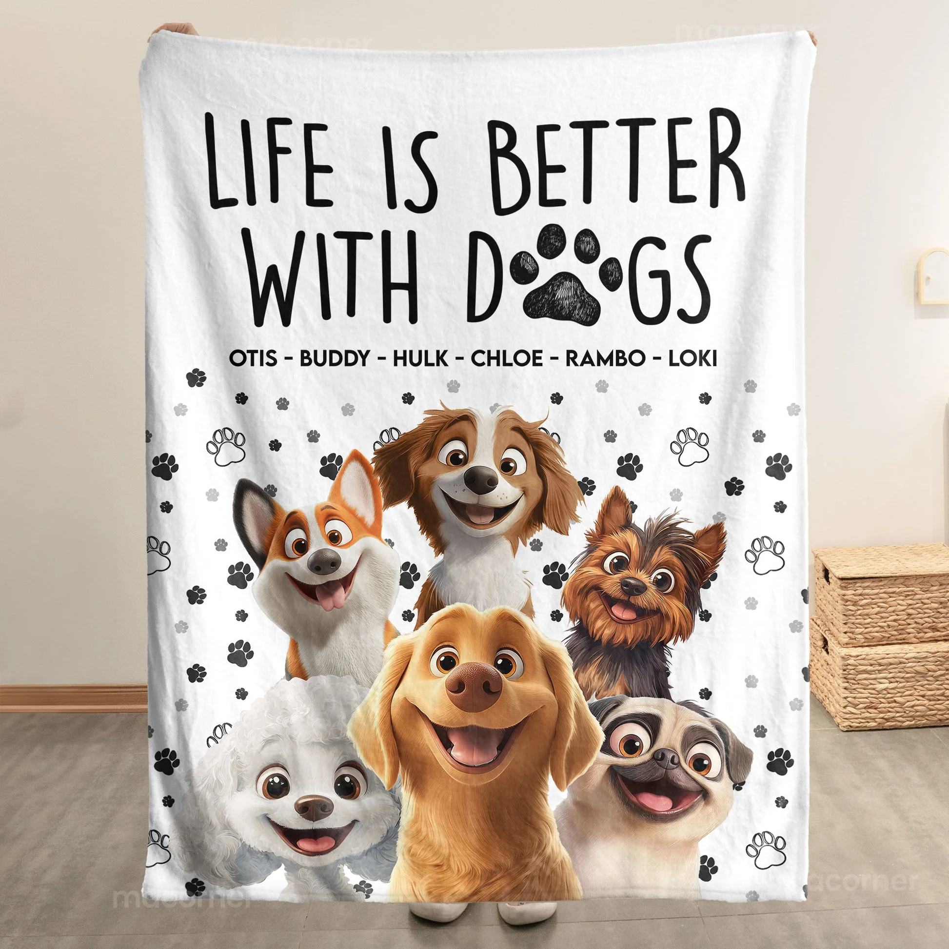 Better With Cartoon Dogs  - Personalized Blanket - Gift For Dog Lovers | CLP15 NA94