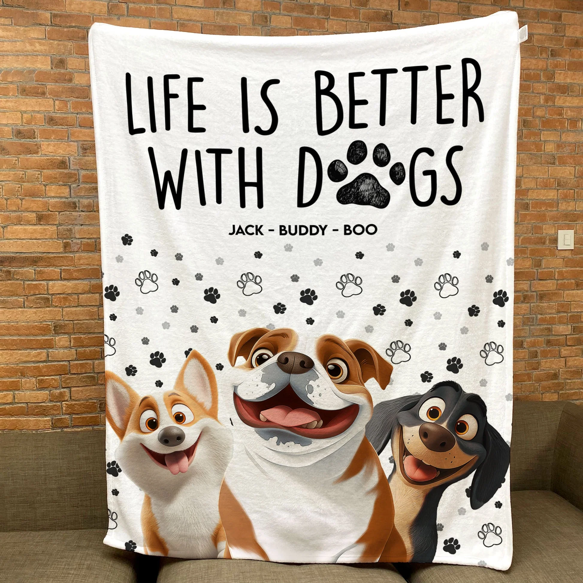 Better With Cartoon Dogs  - Personalized Blanket - Gift For Dog Lovers | CLP15 NA94 - Image 4