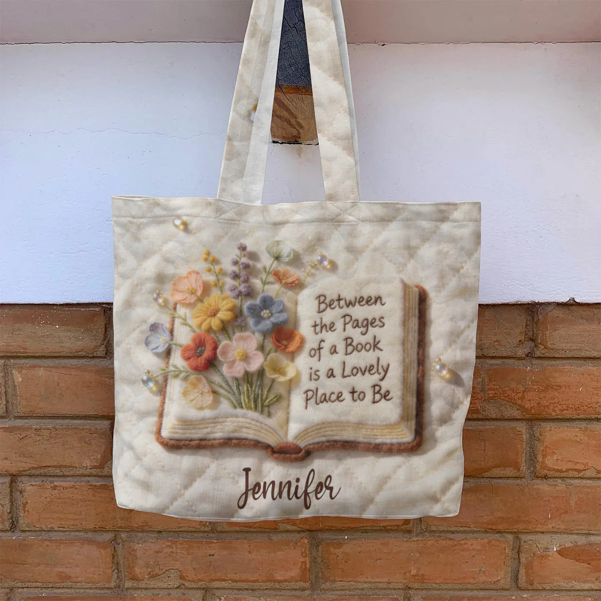 Between The Pages Of A Book Is A Lovely Place To Be - Personalized Quilted Tote Bag - Gift For Her, Book Lovers - Image 5