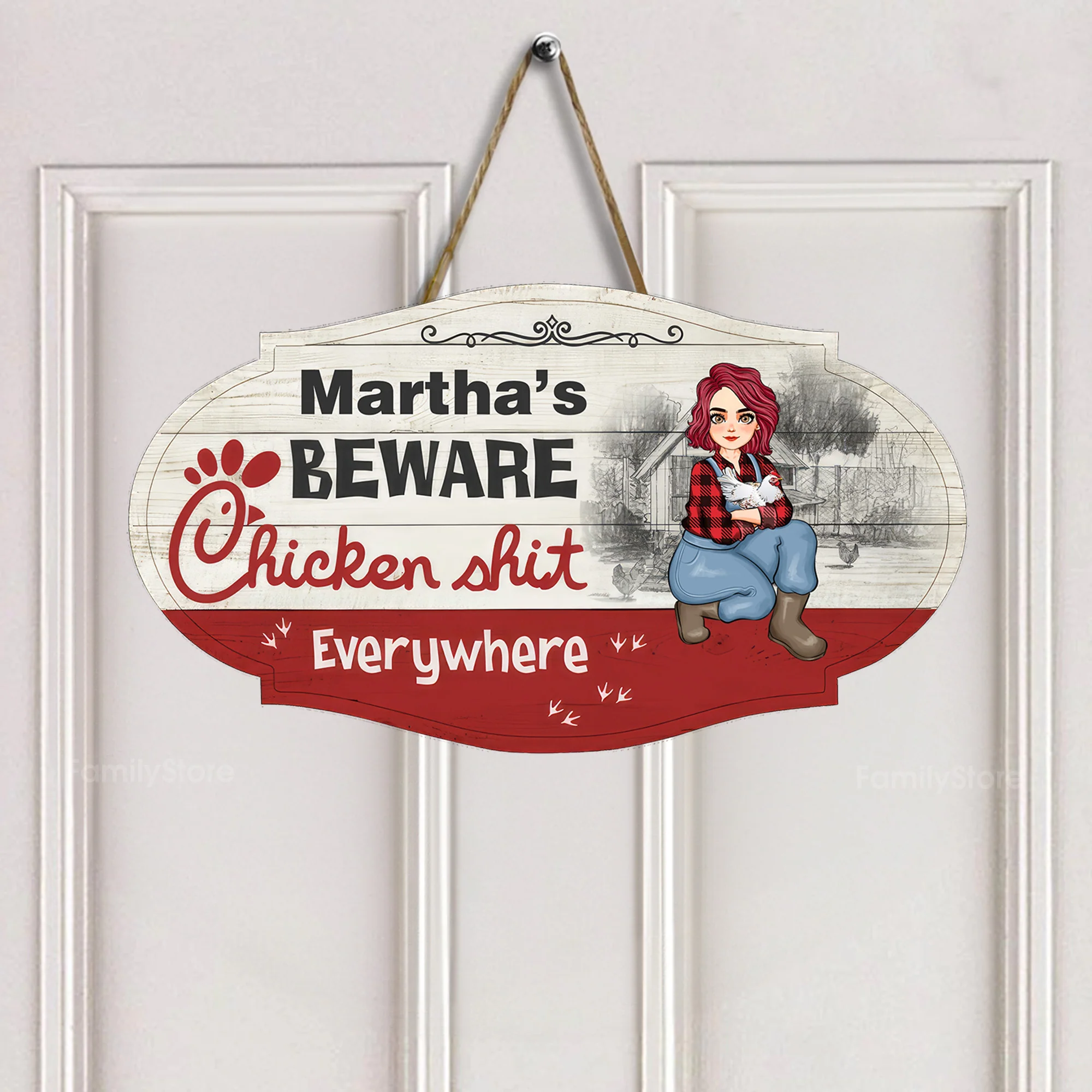 Beware Chicken Shit Everywhere - Personalized Wood Sign - Funny Gifts For Farmer, Gifts For Chicken Lover | GR17 NH96 - Image 3