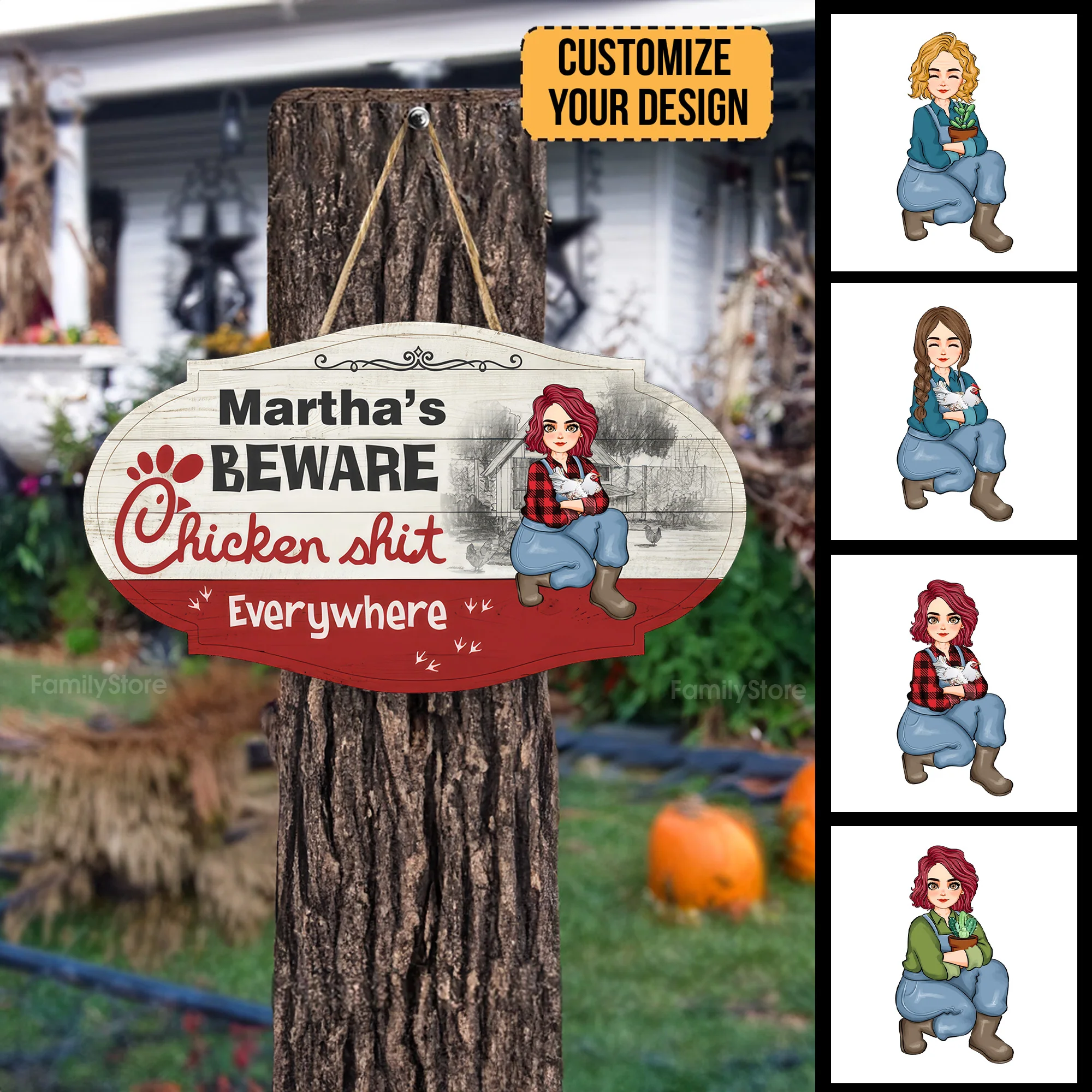 Beware Chicken Shit Everywhere - Personalized Wood Sign - Funny Gifts For Farmer, Gifts For Chicken Lover | GR17 NH96 - Image 4