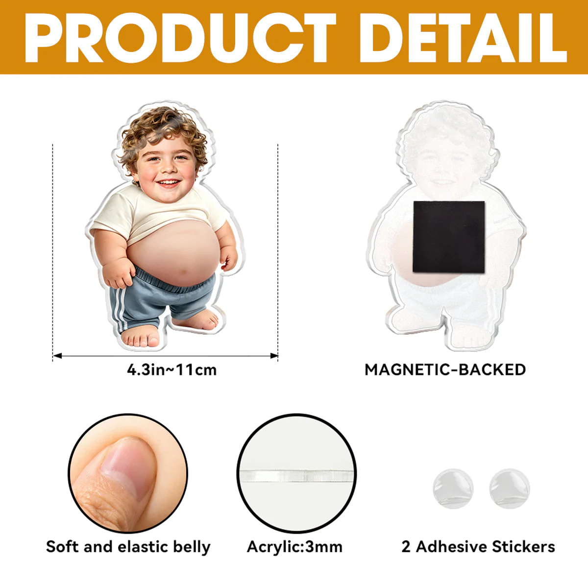 Big Belly, Bigger Love - Personalized Squishy Acrylic Fridge Magnet - Funny Gift For Her - Image 4
