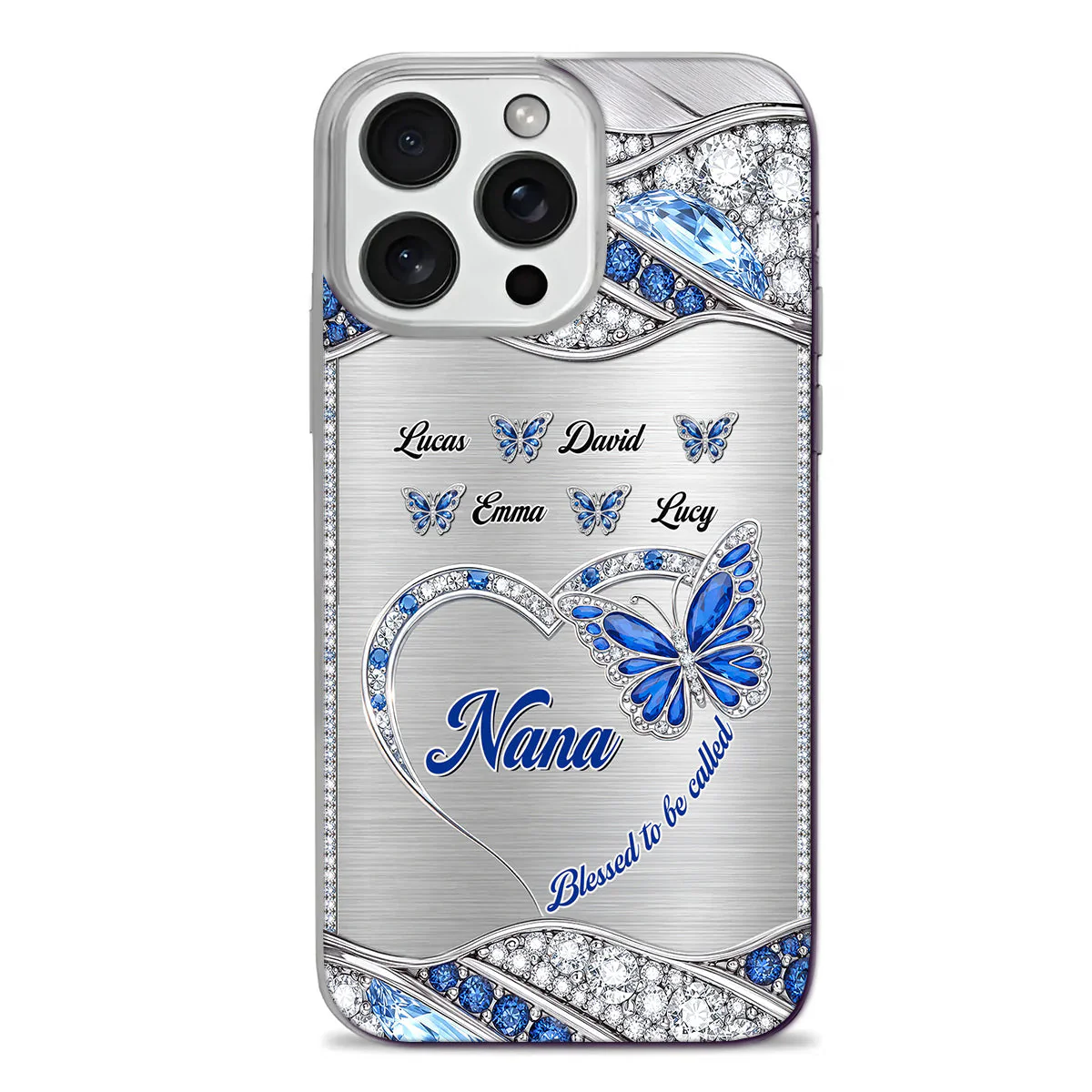 Big Heart Made Of Love And Butterfly - Personalized Silicone Phone Case - Christian Gift For Mom And Grandma BA01
