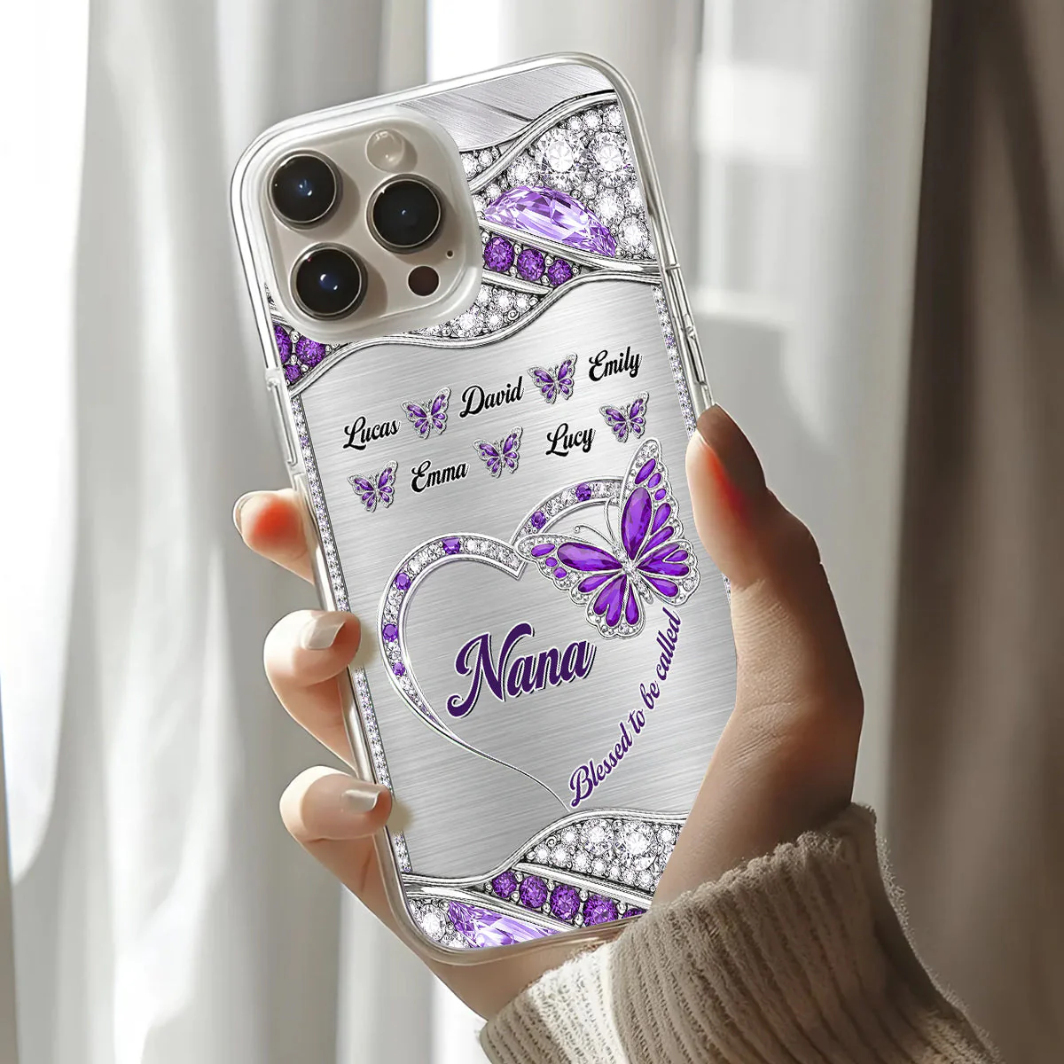 Big Heart Made Of Love And Butterfly - Personalized Silicone Phone Case - Christian Gift For Mom And Grandma BA01 - Image 2