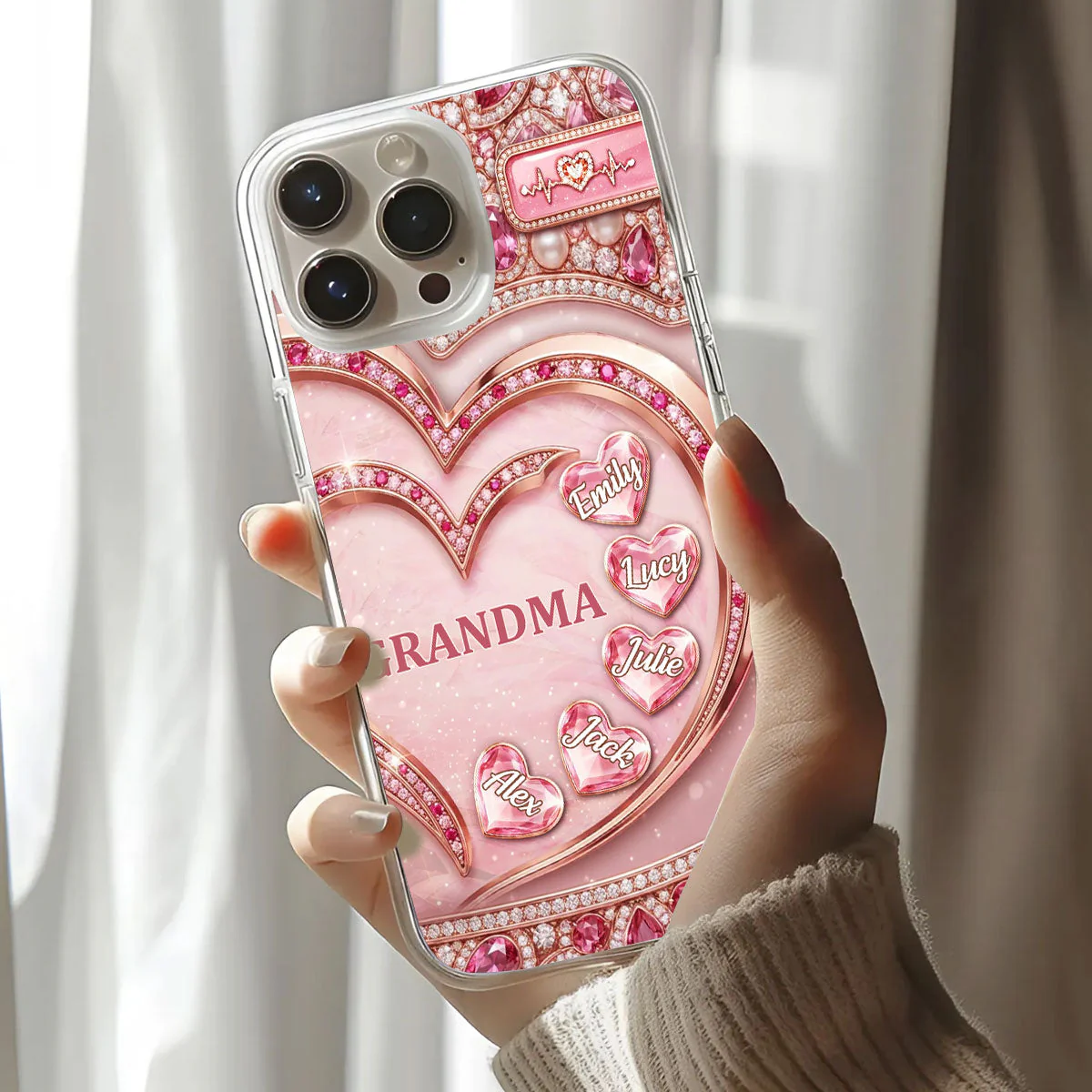 Big Heart Of Love - Personalized Silicone Phone Case - Christian Gift For Mom and Grandma BA01 - Image 3