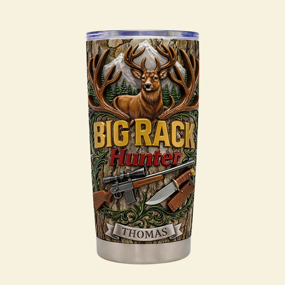 Big Rack Hunter - Personalized Tumbler - Gift For Dad, Grandpa, Hunters - Image 3
