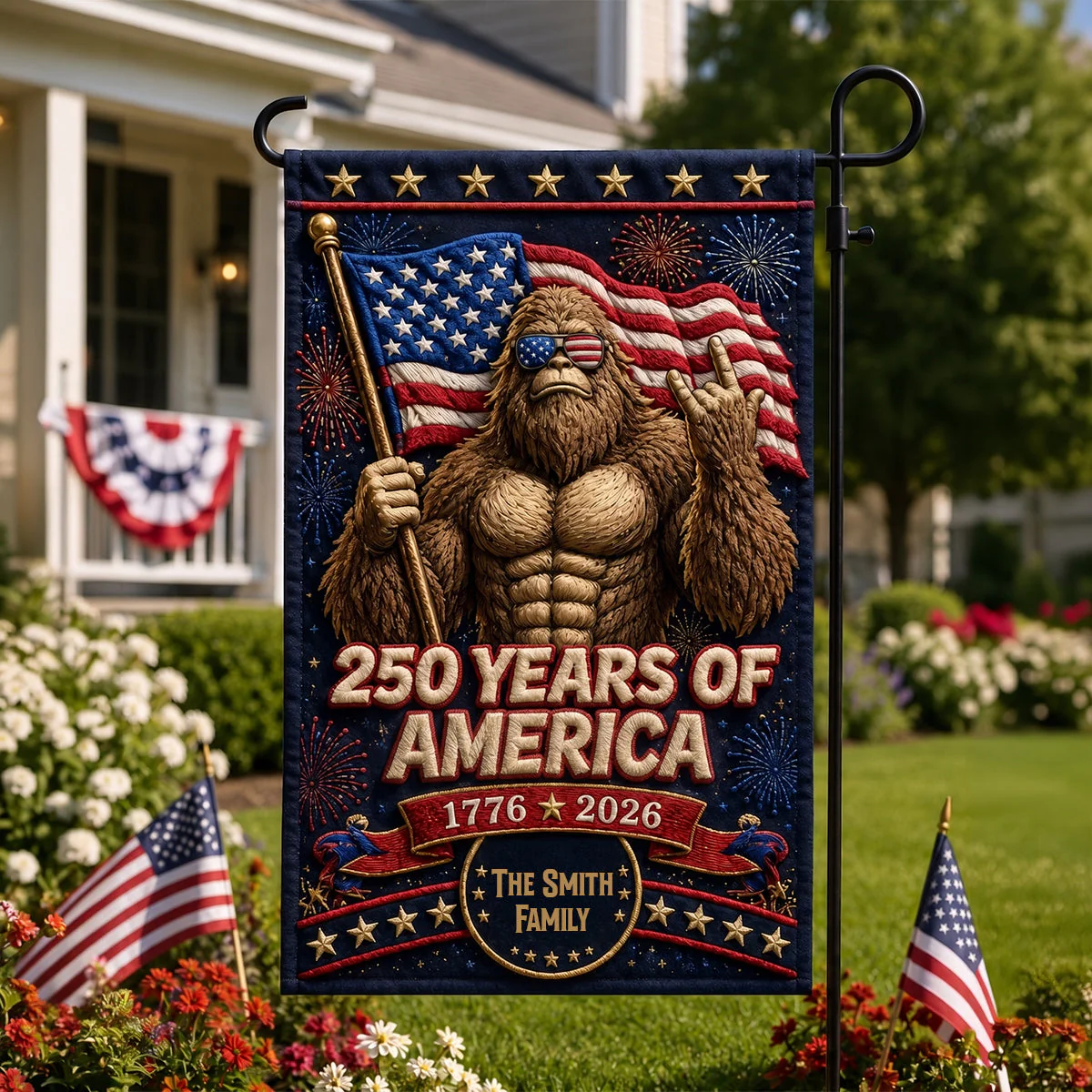 Bigfoot US 250th Anniversary - Personalized Flag - Patriotic Gift For Family