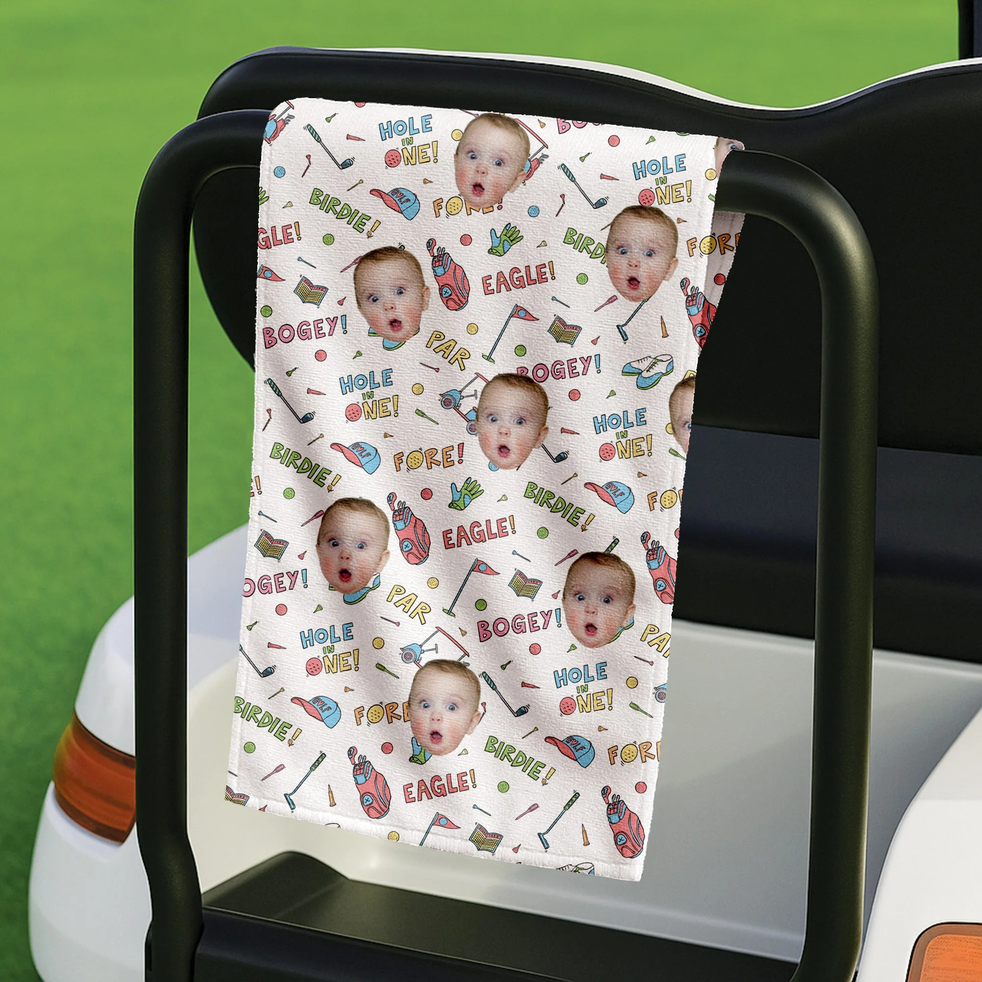 Birdie Bogey Eagle Par Custom Face - Personalized Golf Towel - Gift For Dad, Grandpa, Golf Lovers - Image 4
