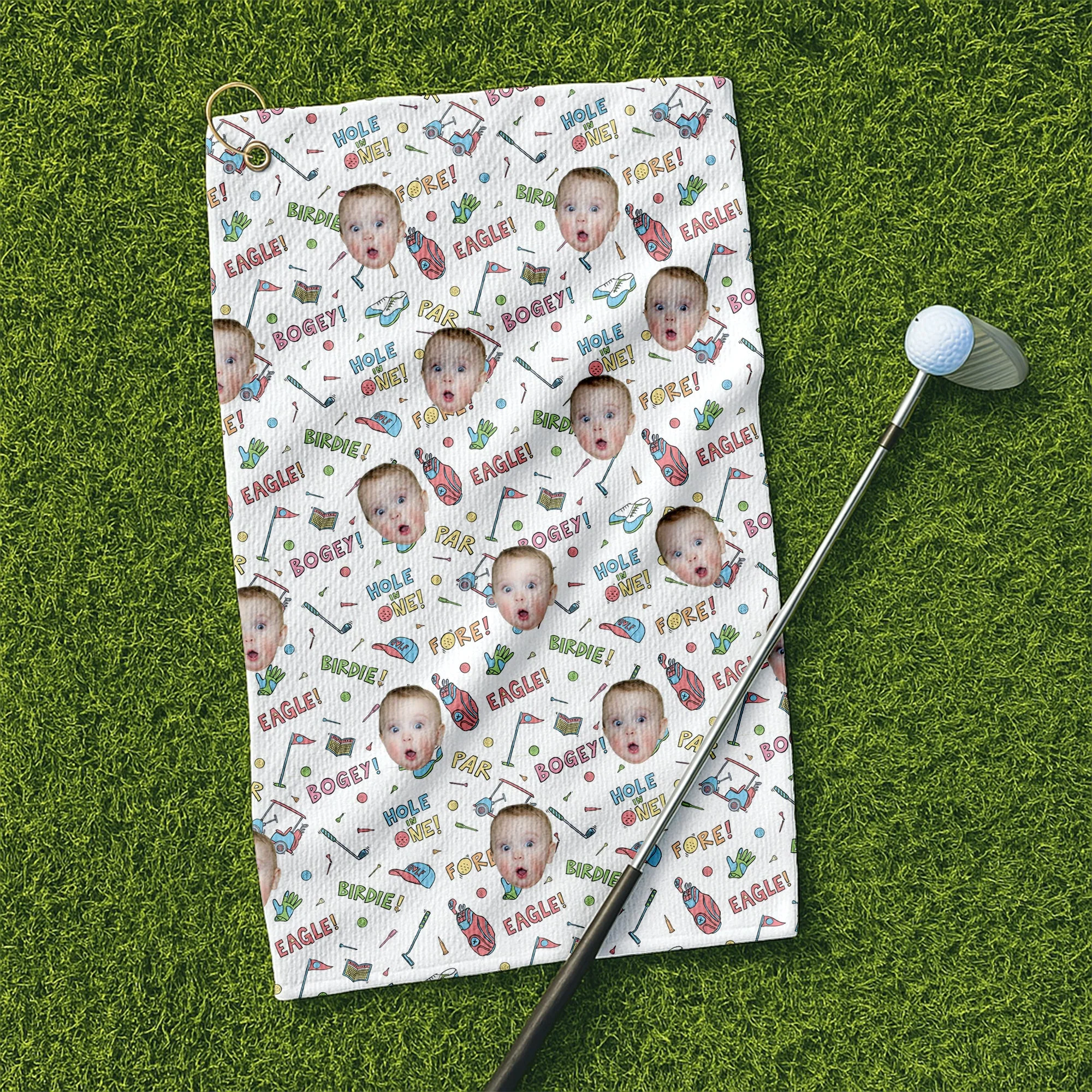Birdie Bogey Eagle Par Custom Face - Personalized Golf Towel - Gift For Dad, Grandpa, Golf Lovers - Image 5