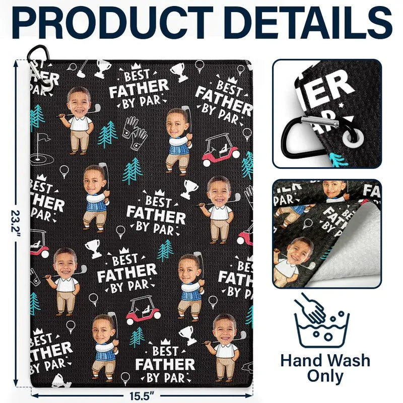 Birdie Bogey Eagle Par Custom Face - Personalized Golf Towel - Gift For Dad, Grandpa, Golf Lovers - Image 7