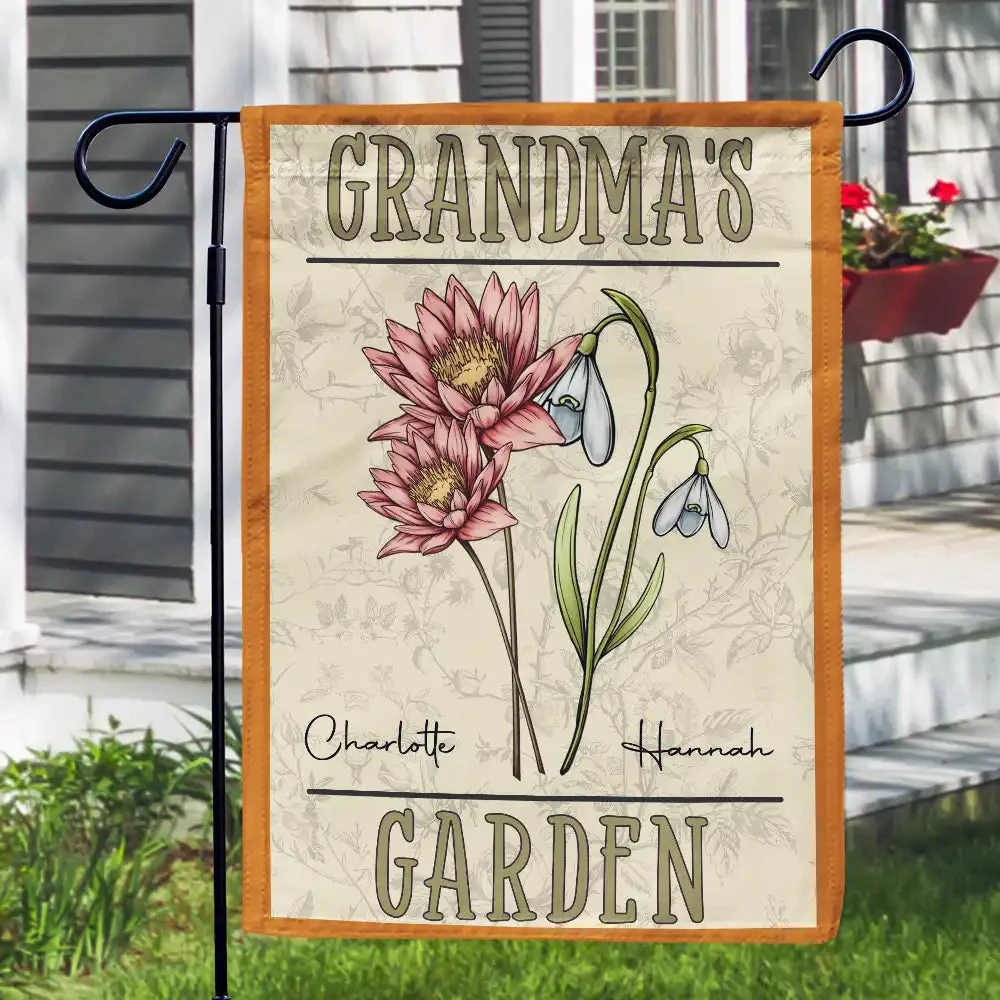 Birth Flowers Bouquet Grandma's Garden - Personalized Flag - Gift For Mom, Grandma, Mothers Day NA94 - Image 3