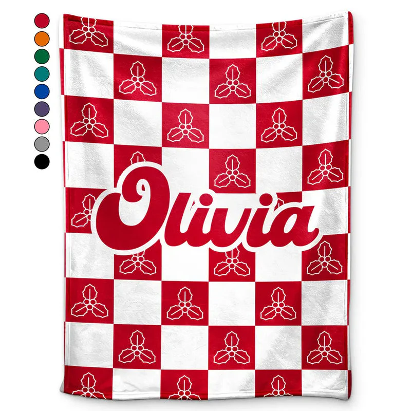 Birth Month Flower Checkered Pattern - Personalized  Blanket - Gift For Her, Him, Kids, Birthday, Christmas HH01