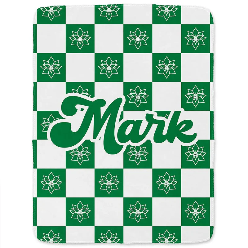 Birth Month Flower Checkered Pattern - Personalized  Blanket - Gift For Her, Him, Kids, Birthday, Christmas HH01 - Image 2