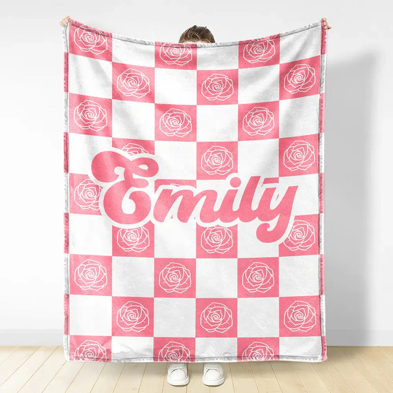 Birth Month Flower Checkered Pattern - Personalized  Blanket - Gift For Her, Him, Kids, Birthday, Christmas HH01 - Image 3