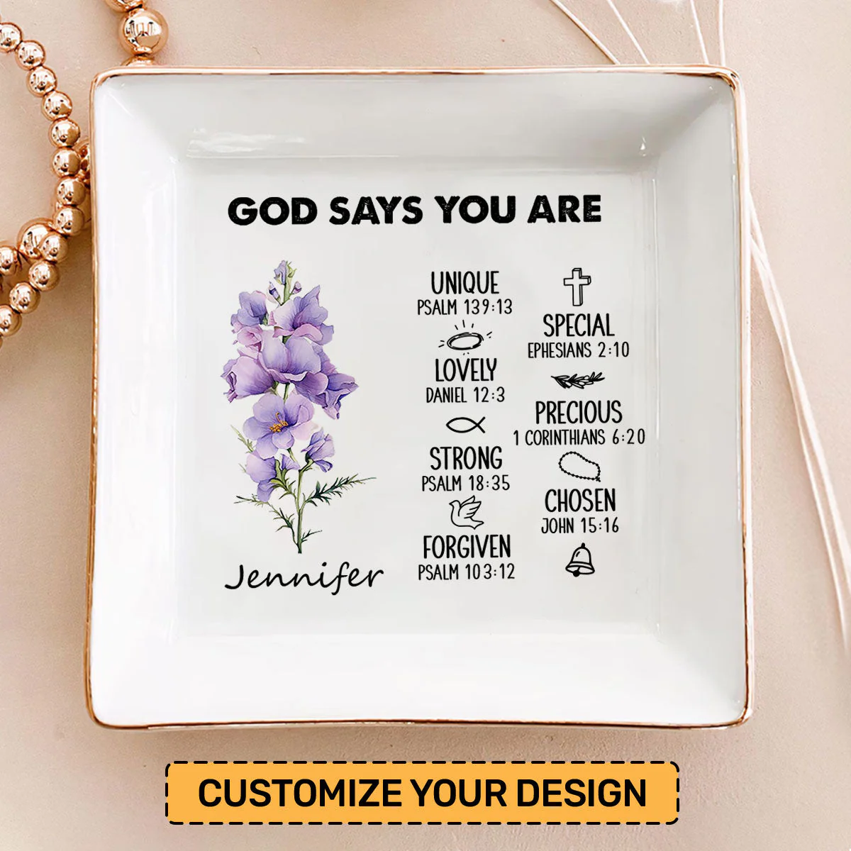 Birth Month God Says You Are - Personalized Jewelry Dish - Gift For Mom, Girlfriend, Wife, Bestie, Sister - NH96 - Image 2