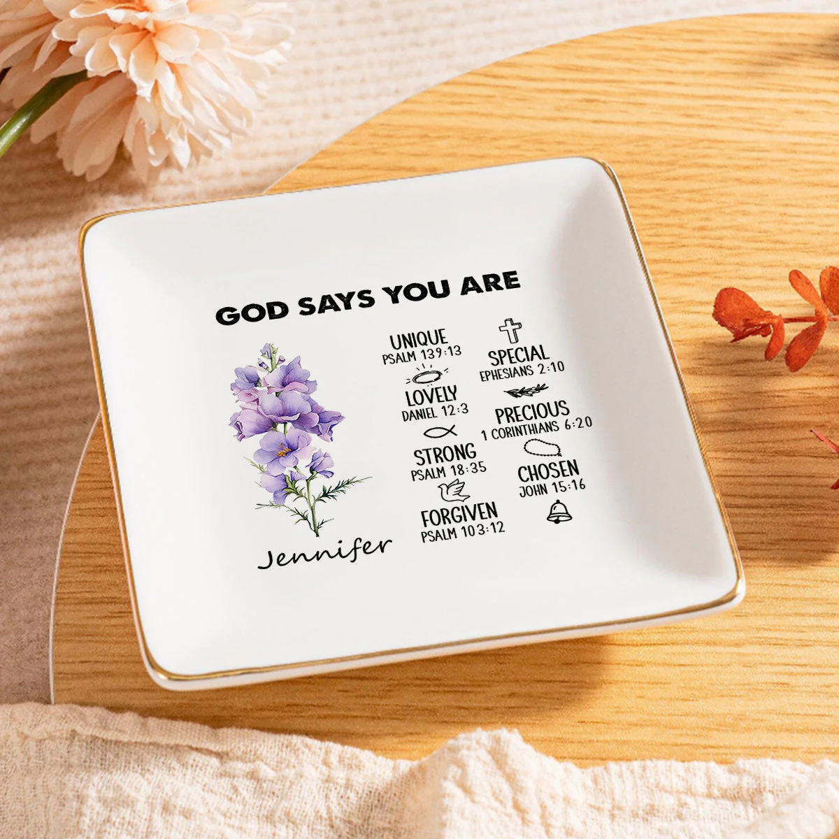 Birth Month God Says You Are - Personalized Jewelry Dish - Gift For Mom, Girlfriend, Wife, Bestie, Sister - NH96 - Image 3