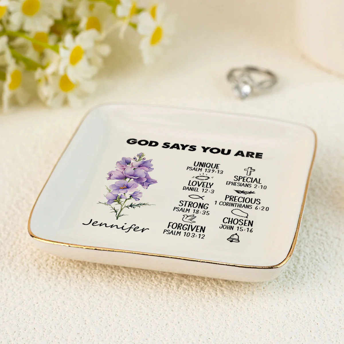 Birth Month God Says You Are - Personalized Jewelry Dish - Gift For Mom, Girlfriend, Wife, Bestie, Sister - NH96 - Image 4