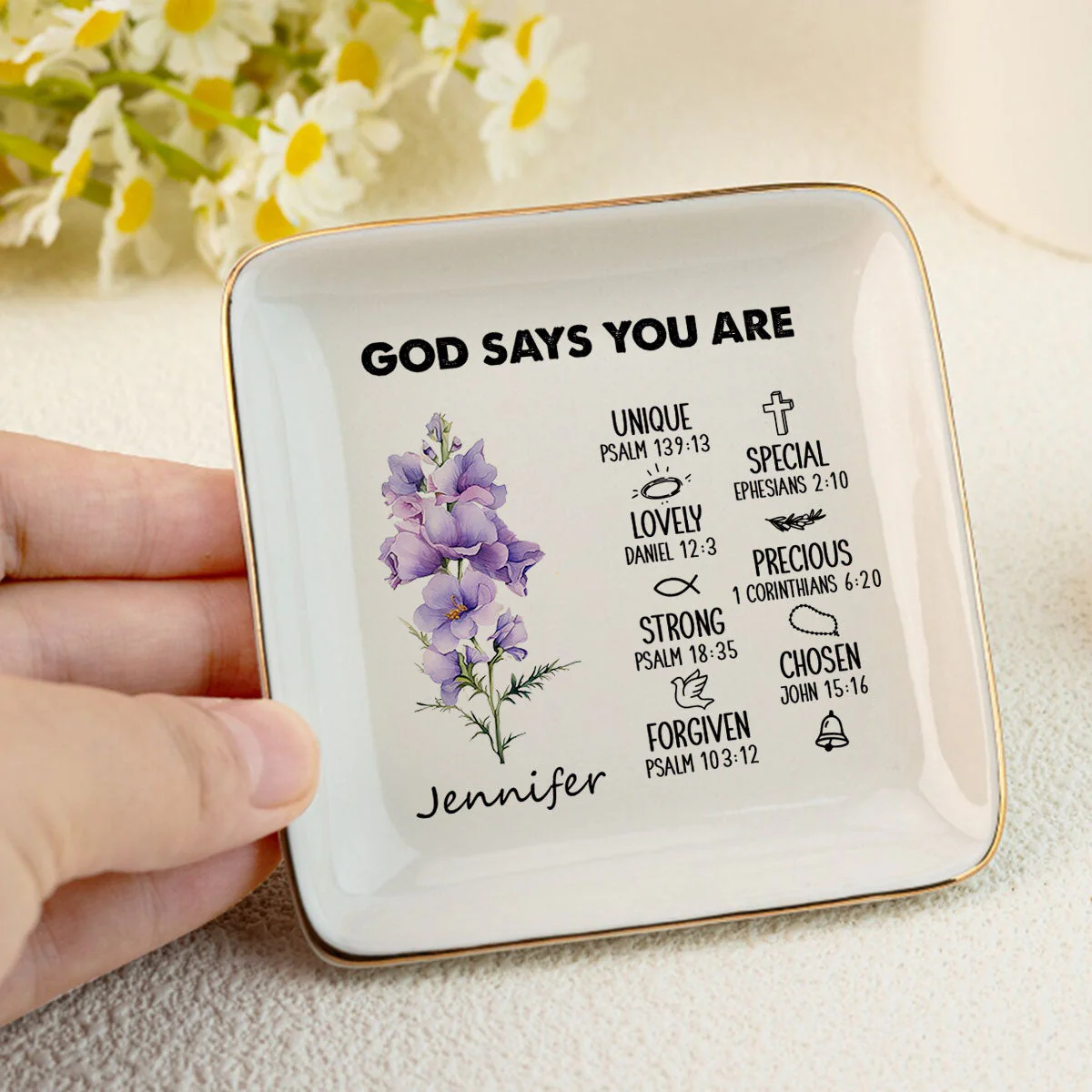 Birth Month God Says You Are - Personalized Jewelry Dish - Gift For Mom, Girlfriend, Wife, Bestie, Sister - NH96 - Image 5