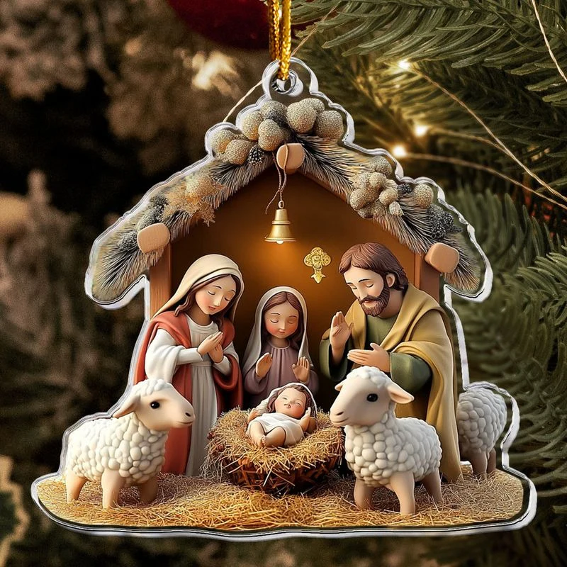 Birth Of Jesus Nativity Scene - Personalized Acrylic Ornament - Gift For Christians NL122 - Image 5