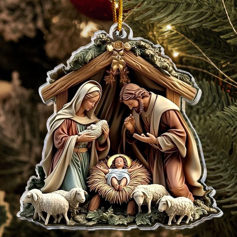 Birth Of Jesus Nativity Scene - Personalized Acrylic Ornament - Gift For Christians NL122 - Image 6