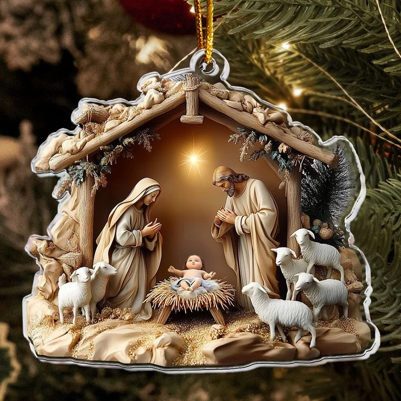 Birth Of Jesus Nativity Scene - Personalized Acrylic Ornament - Gift For Christians NL122 - Image 8