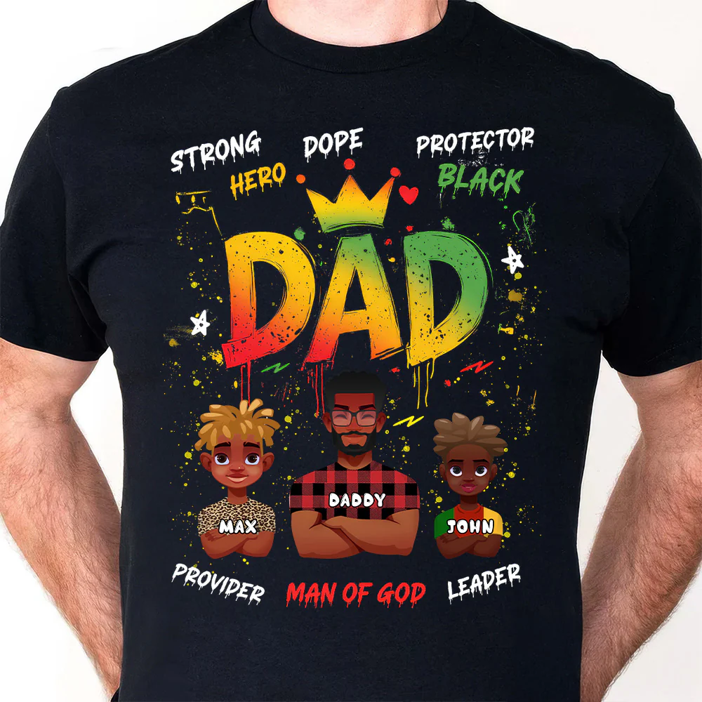 Black Dad Hero - Personalized Black Dad Shirt - Gift for Dope Dad, Father's Day | CL50 DUC4 - Image 5