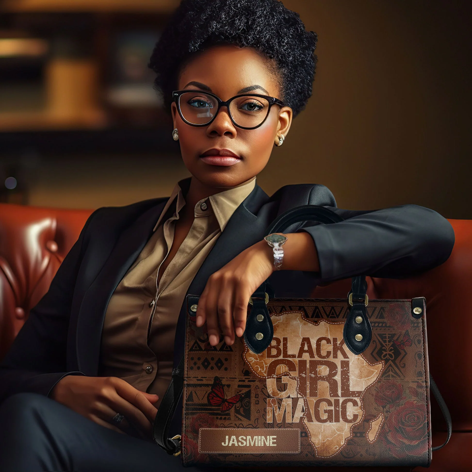 Black Girl Magic - Personalized Leather Handbag | HN02 - Image 6